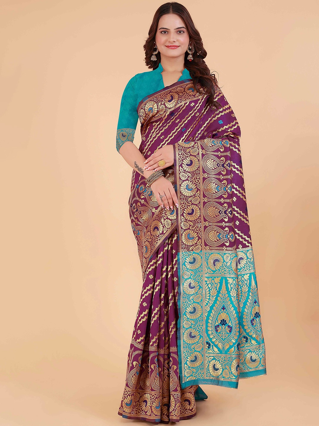 

Suratwala Woven Design Kota Saree With Blouse, Purple