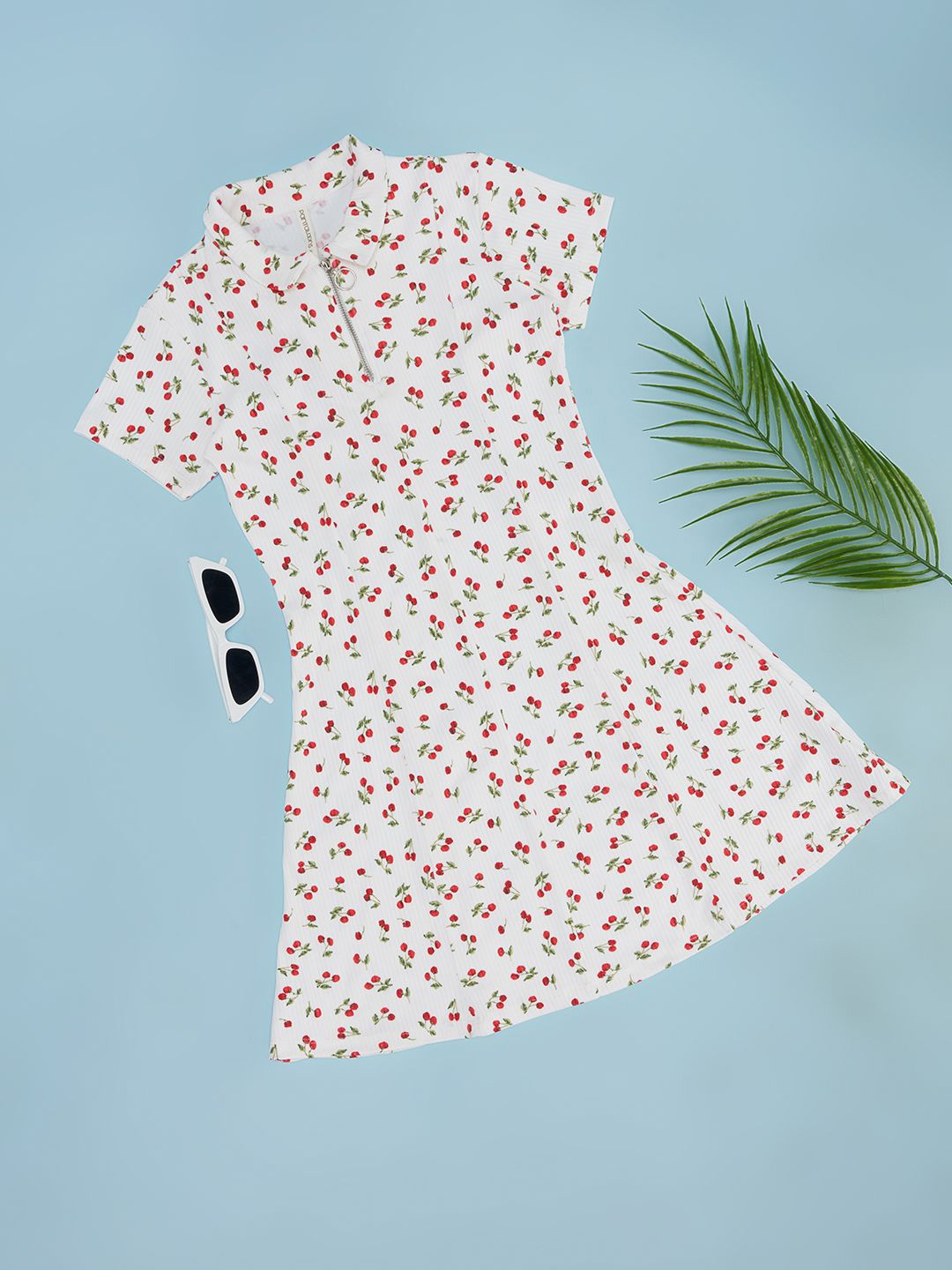 

Pantaloons Junior Floral Print Flutter Sleeve A-Line Dress, White