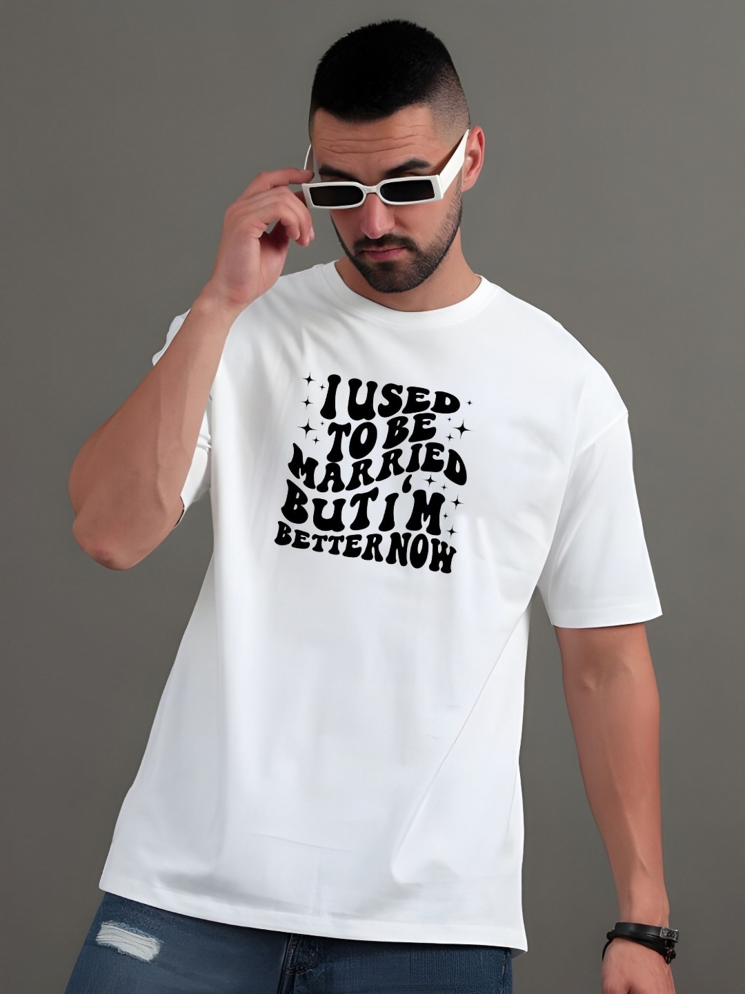 

Moda Rapido Men Typography Printed Round Neck Cotton Relaxed Fit T-shirt, White