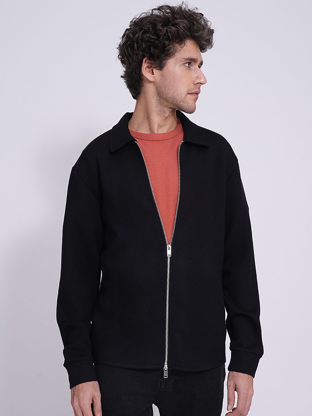 

SELECTED Men Spread Collar Solid Casual Tailored Jacket, Black