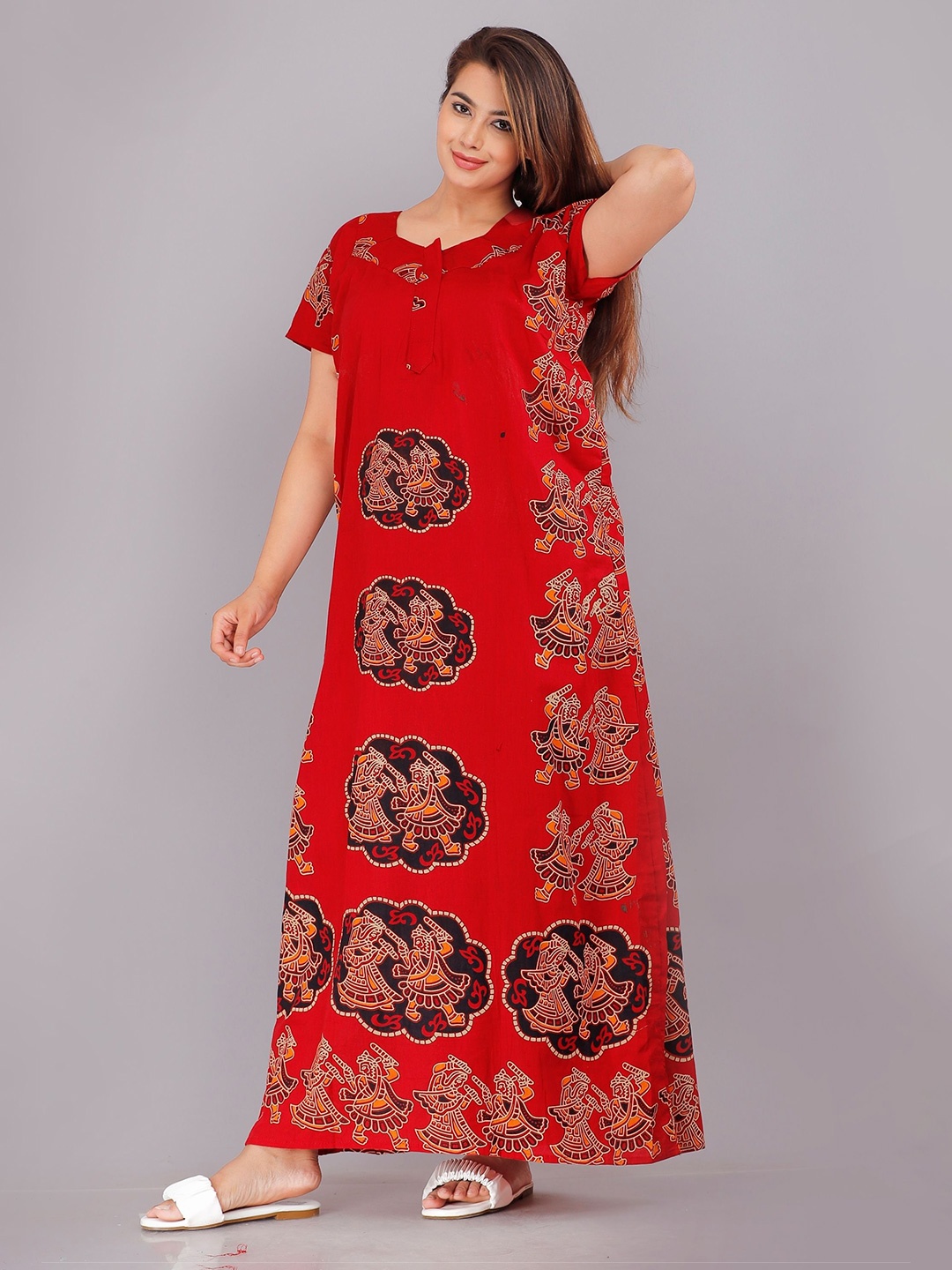 

PR PINK ROYAL Printed Maxi Nightdress, Red