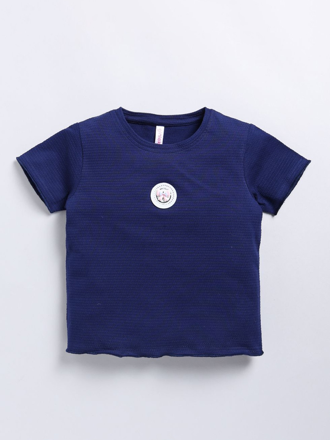 

Ginie Girls Solid Round Neck Cotton Top, Navy blue