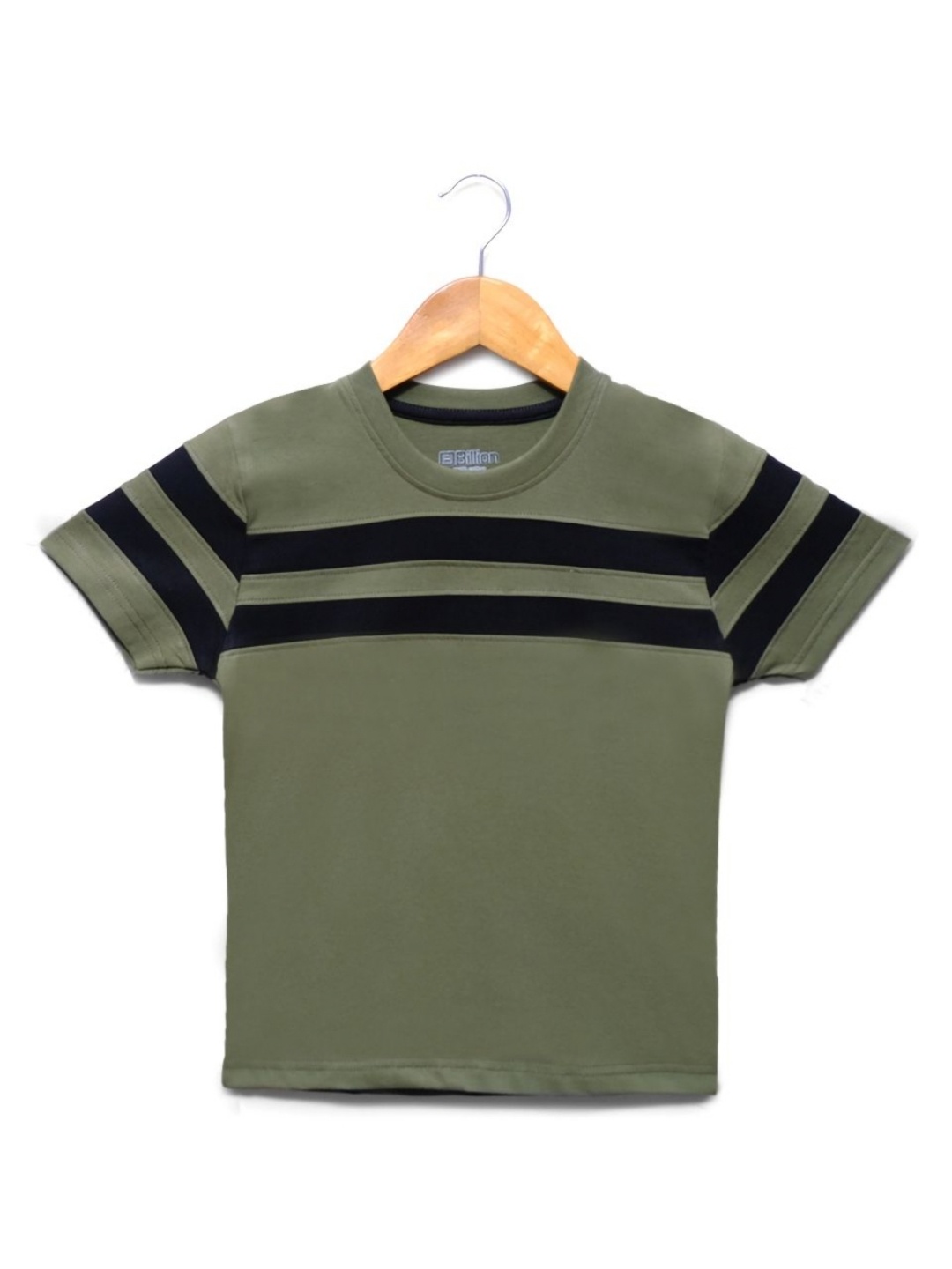 

Billion Boys Striped Round Neck Cotton T-shirt, Olive