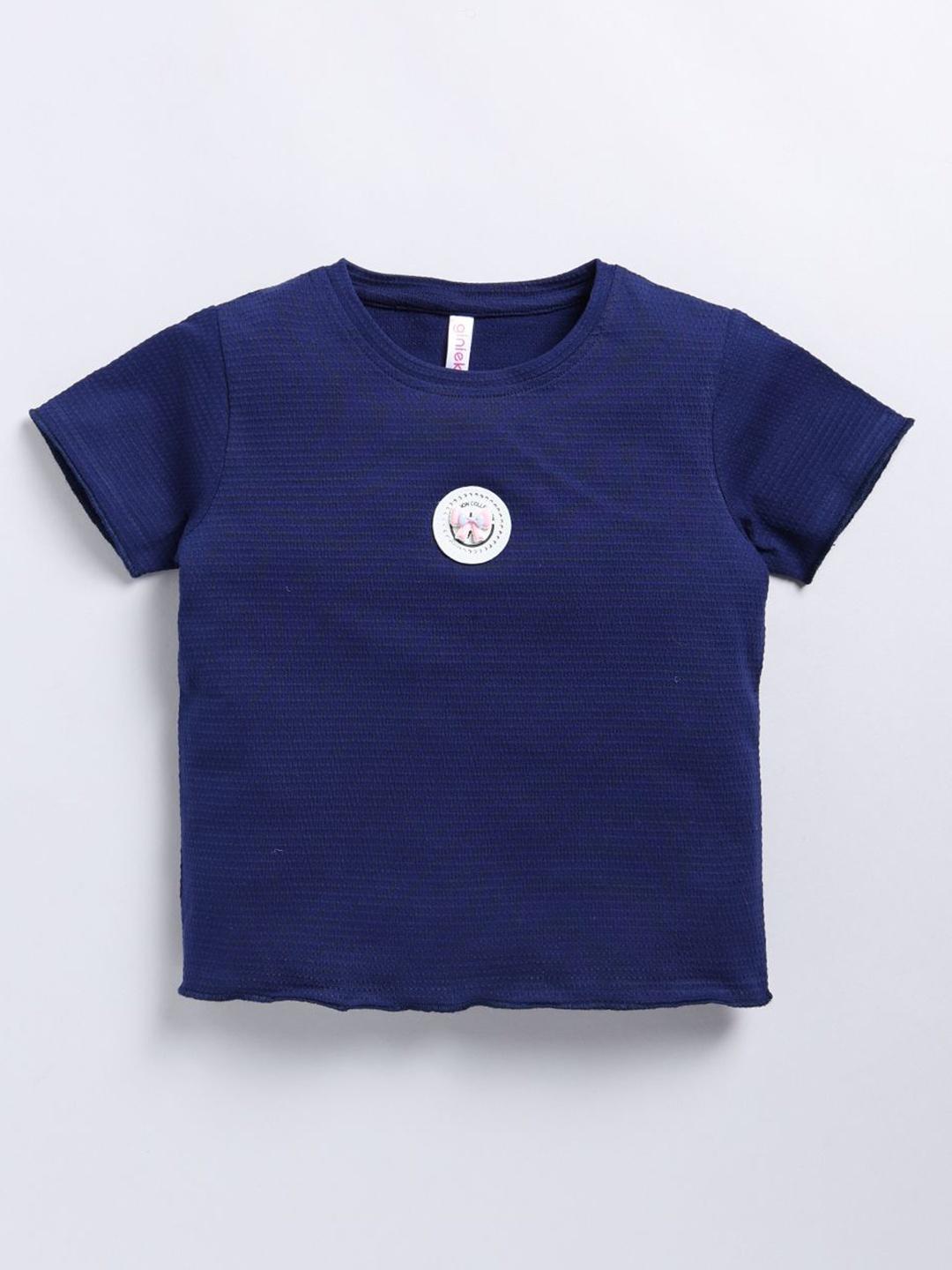 

Ginie Girls Solid Round Neck Cotton Top, Navy blue