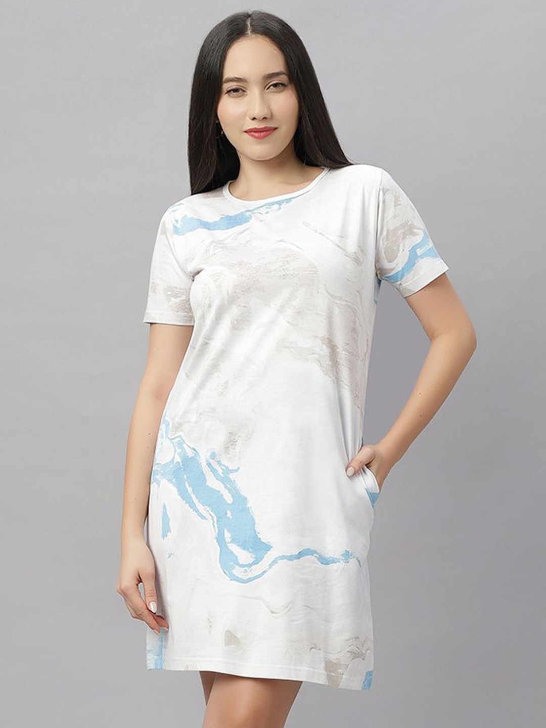 

Wear Your Opinion Women Cotton Printed T-shirt Dress, White