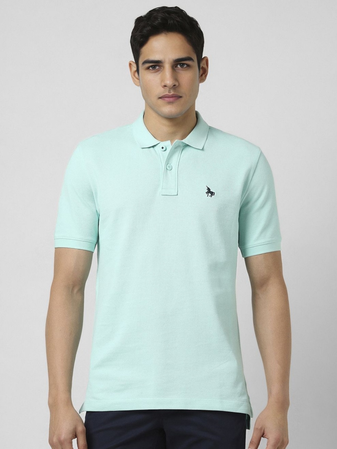 

Van Heusen Sport Men Textured Polo Collar Cotton T-shirt, Blue