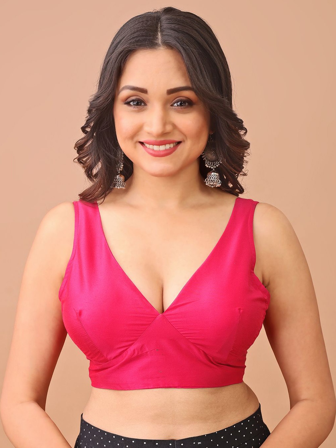 

Tikhi Imli V-Neck Saree Blouse, Pink