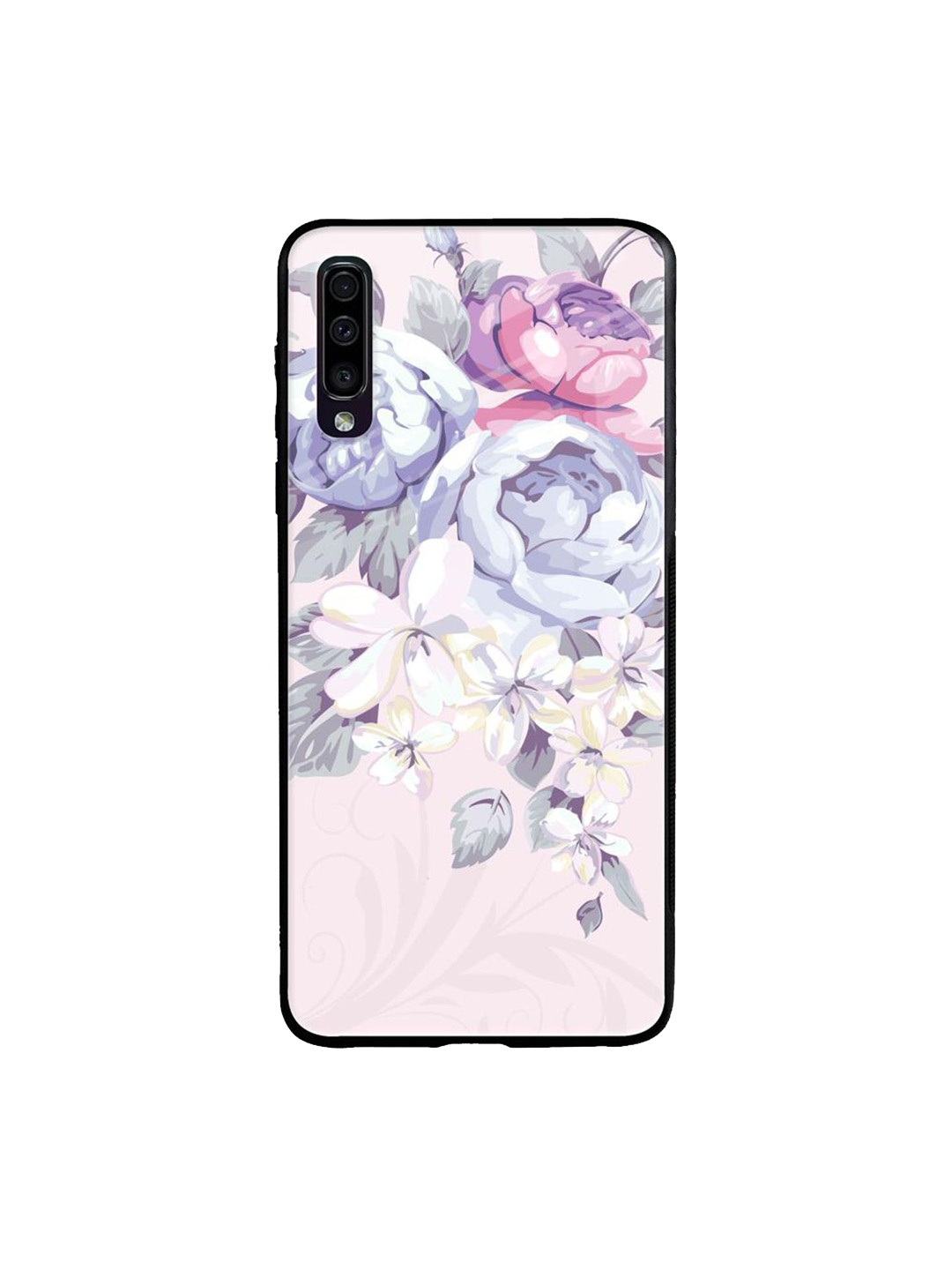 

QRIOH Elegant Floral Printed Samsung Galaxy A50 Back Case, Purple
