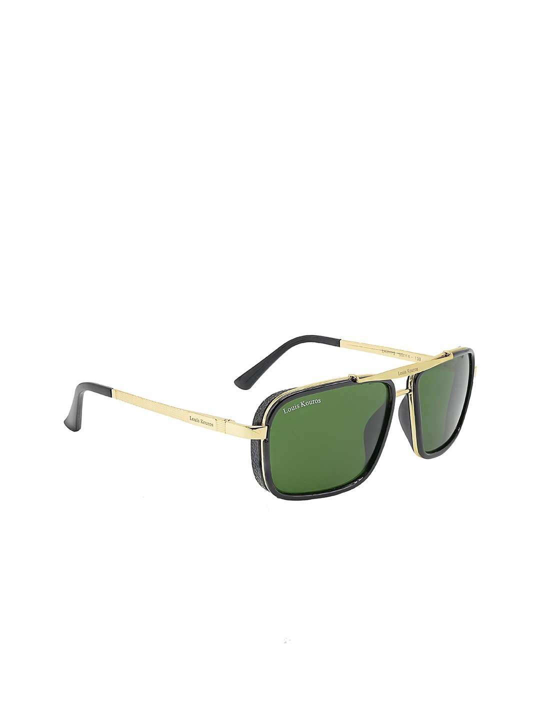 

LOUIS KOUROS Unisex Square Sunglasses with UV Protected Lens SUN-LK-4413-GRN1GLD-M, Green