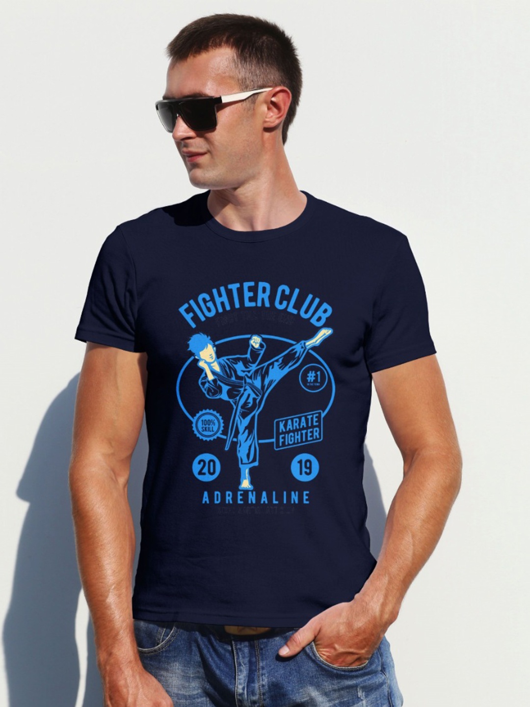 

Moda Rapido Men Graphic Printed Round Neck Cotton T-shirt, Navy blue