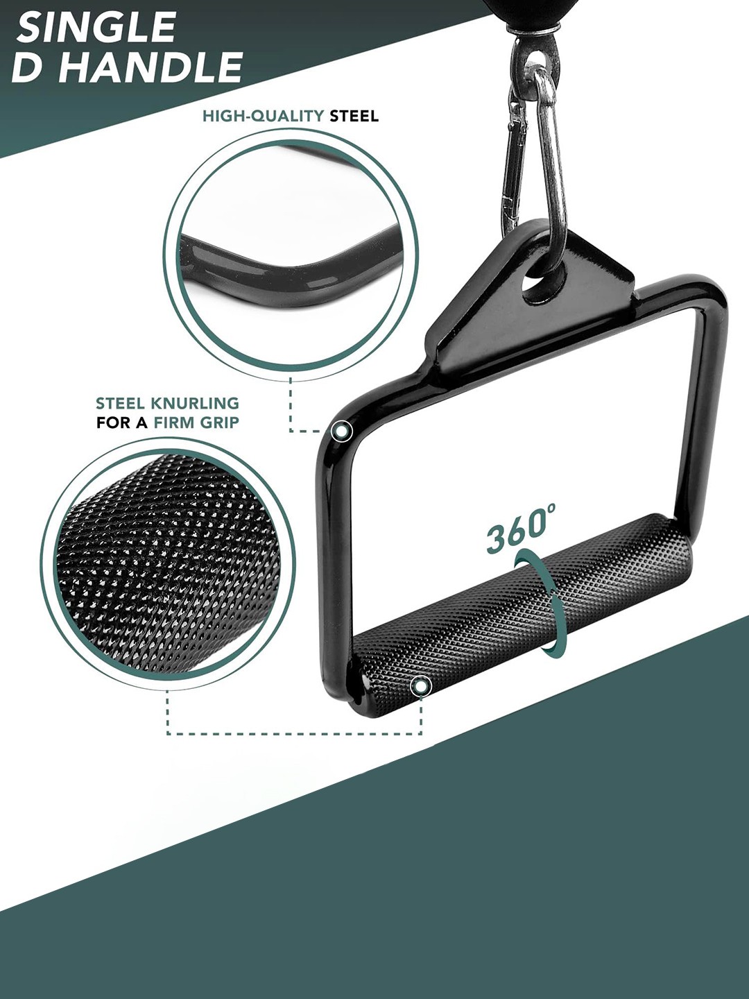 

HackerX Double D Row Handle Cable Attachment For Weight Workout, Black