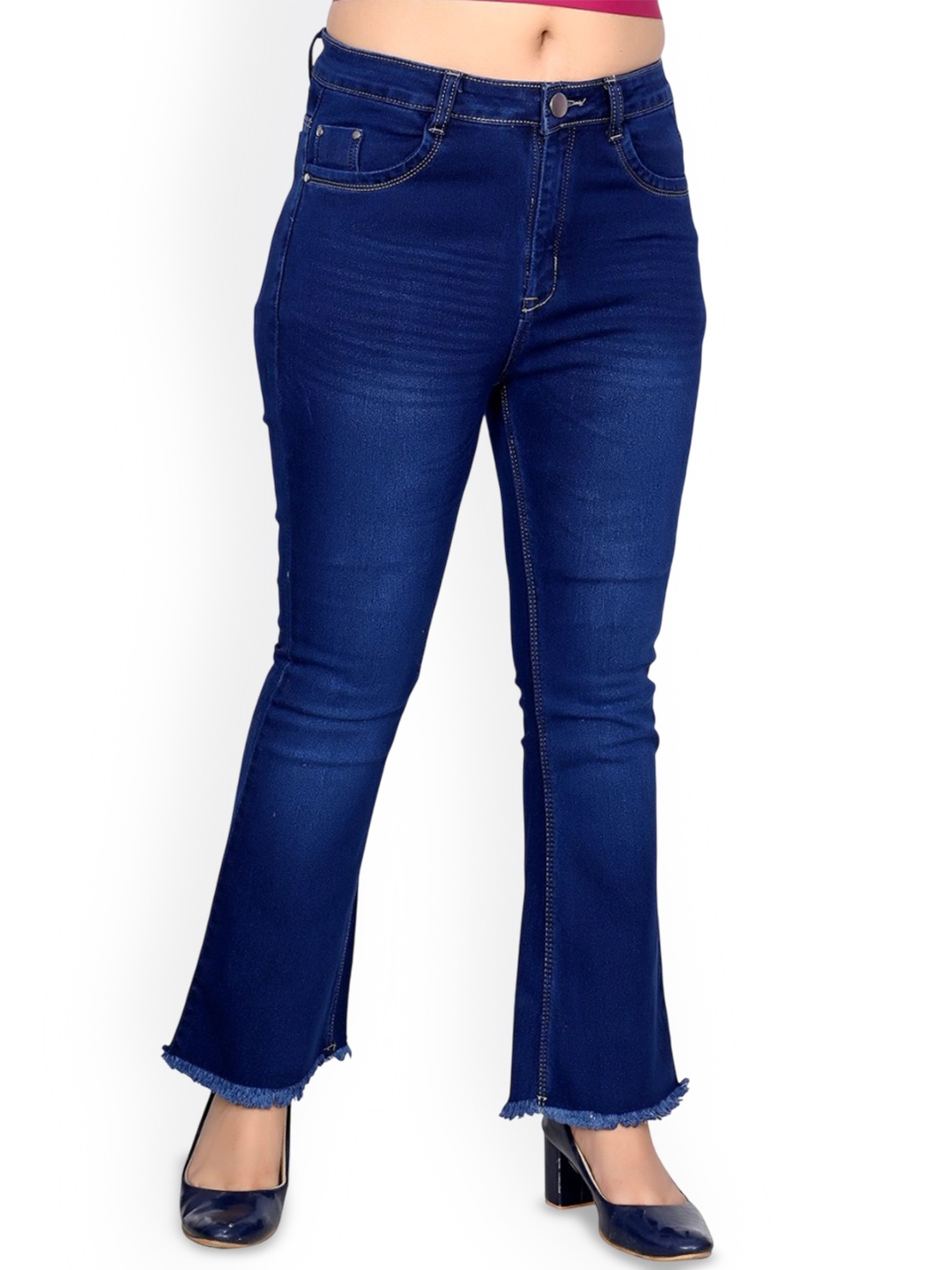 

VBEAUTI Women Bootilicious Bootcut Light Fade Mid-Rise Stretchable Jeans, Navy blue