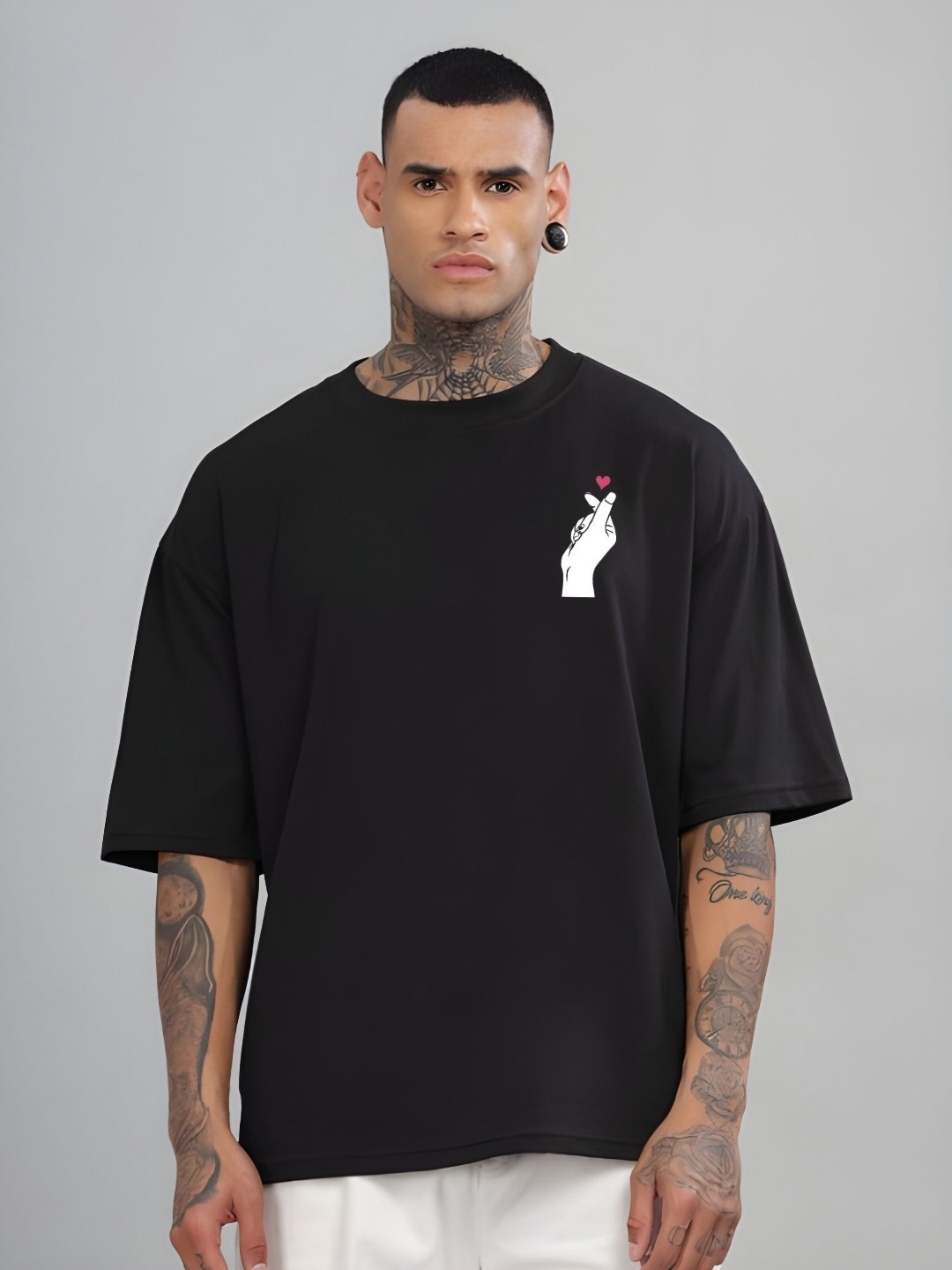 

Moda Rapido Men Graphic Printed Round Neck Cotton Oversized T-shirt, Black