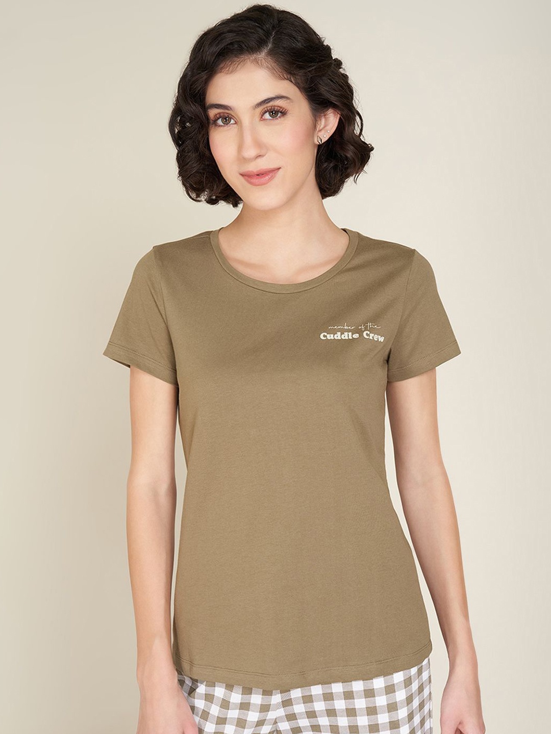 

Dreamz by Pantaloons Pure Cotton Round Neck Lounge T-Shirt, Nude