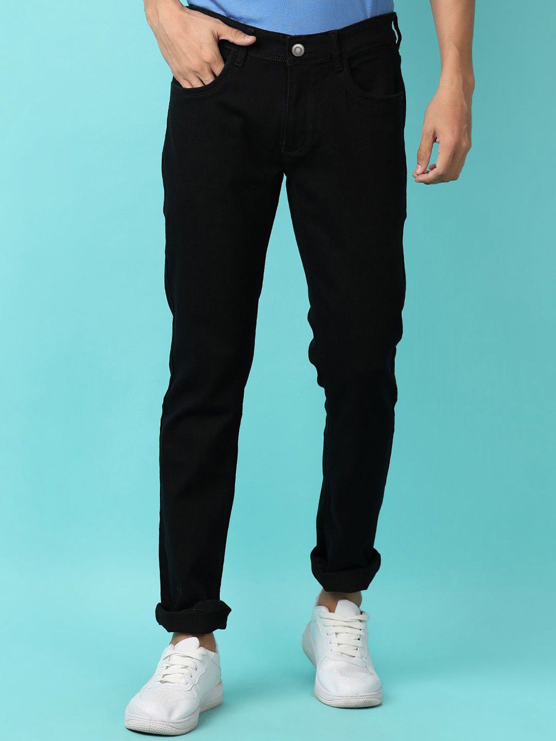 

ComfyStyle Men Stretchable Mid-Rise Jeans, Black