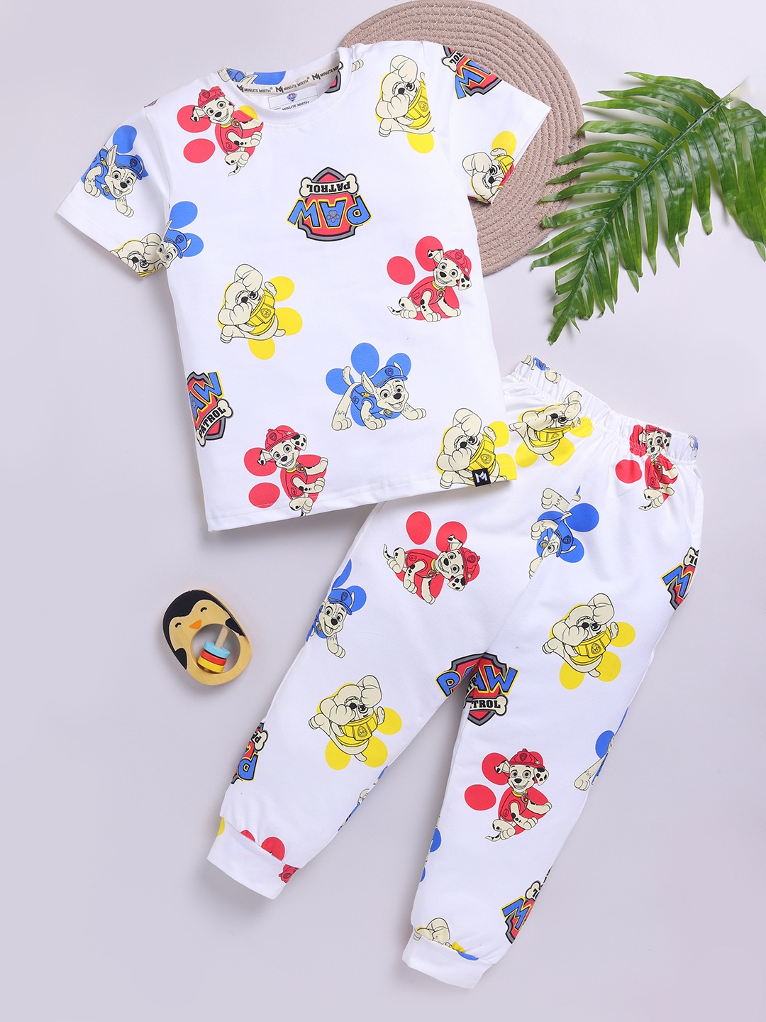 

YK X Minute Mirth Boys Printed Pure Cotton T-shirt & Joggers, Multi