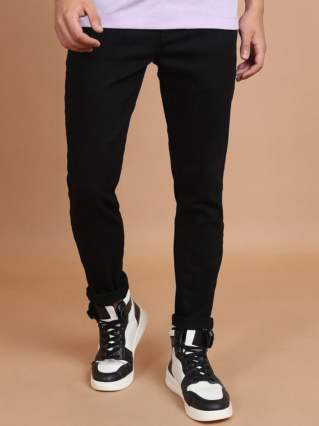 

INDIROCKS Men Jean Cotton Regular Fit Jeans, Black