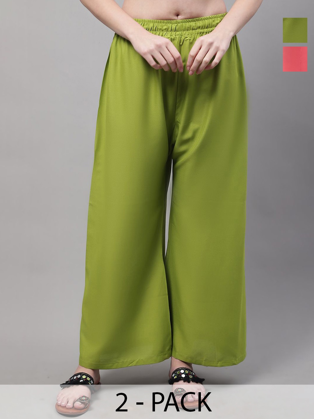 

Valles365 by S.C. Women Pack of 2 Flared Palazzos, Green