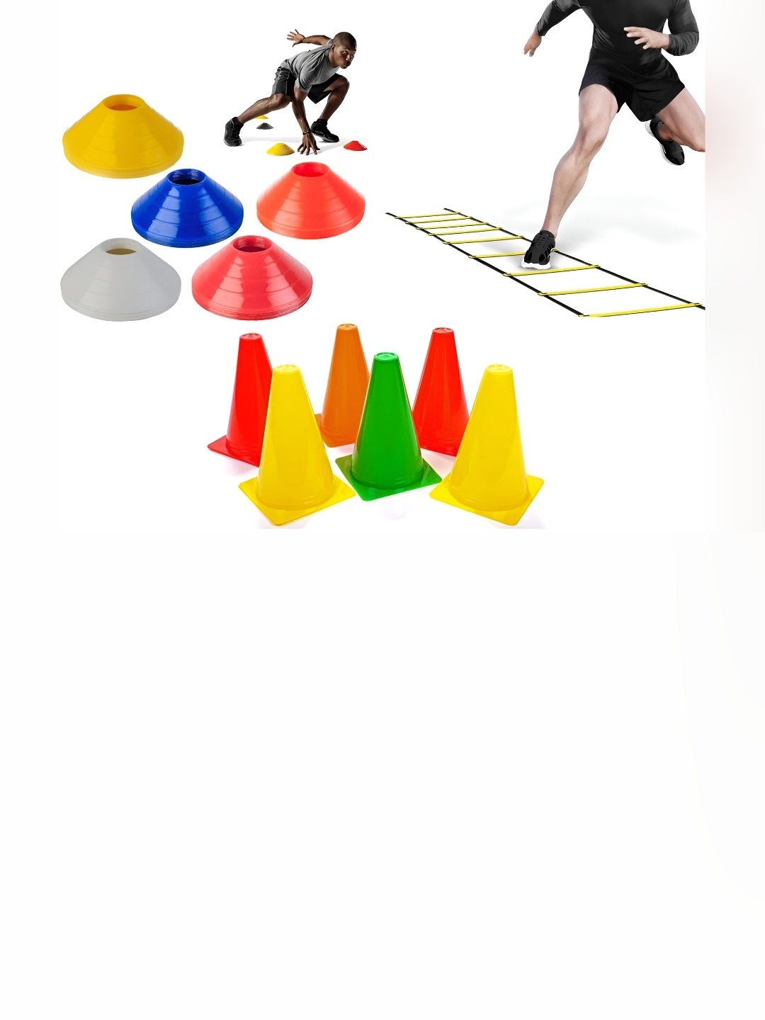

YMD Set Of 17 Ladder & Space Markers With Cones Workout Accessories, Black
