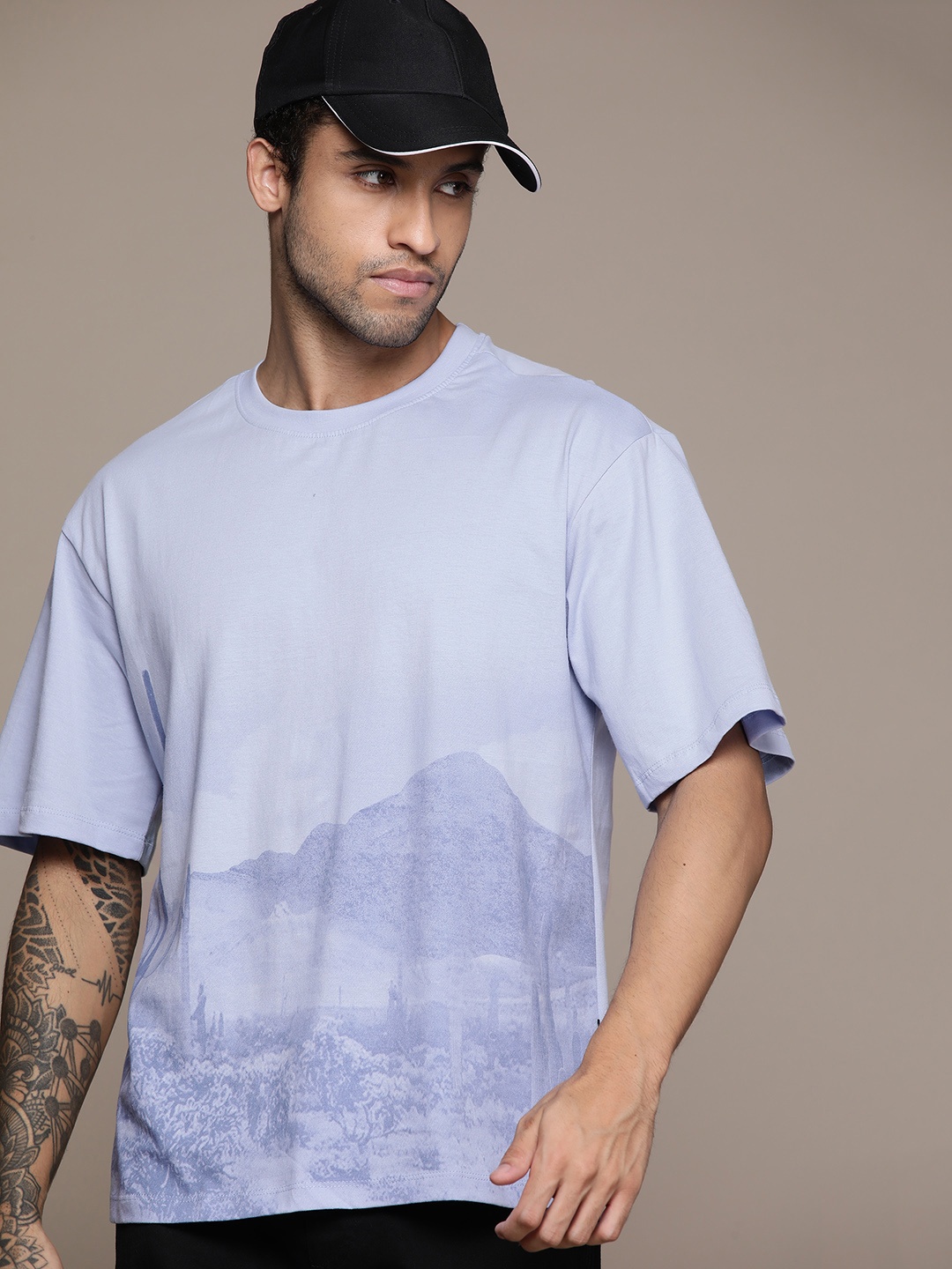 

The Roadster Lifestyle Co. Printed Relaxed Fit Pure Cotton T-shirt, Blue