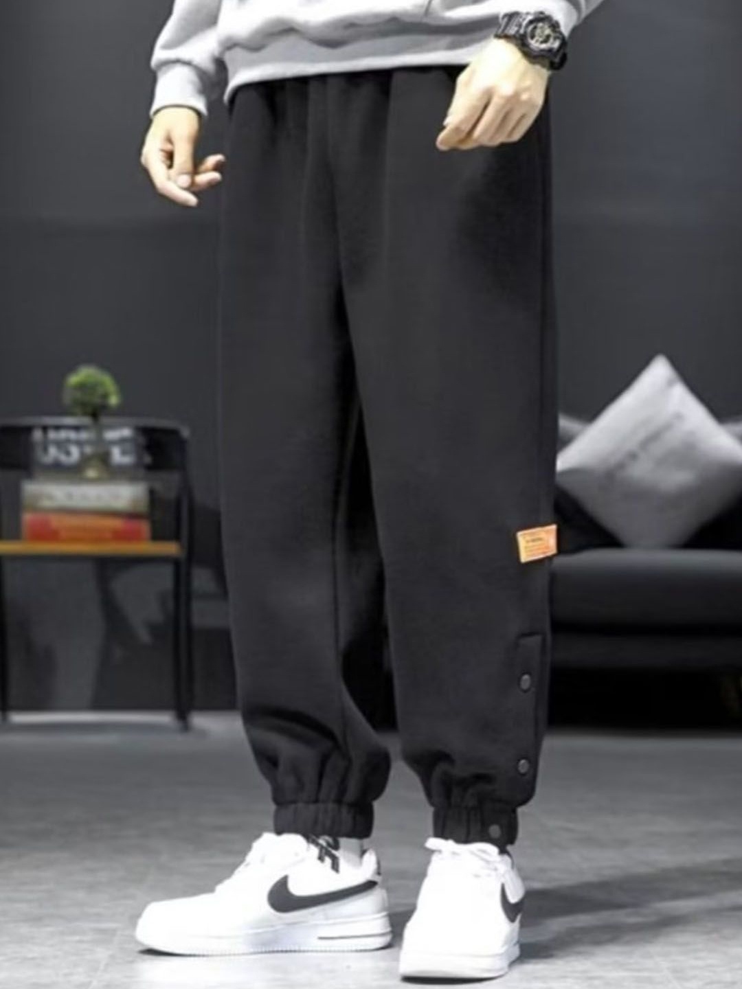 

StyleCast Men Regular Fit Mid-Rise Joggers, Black