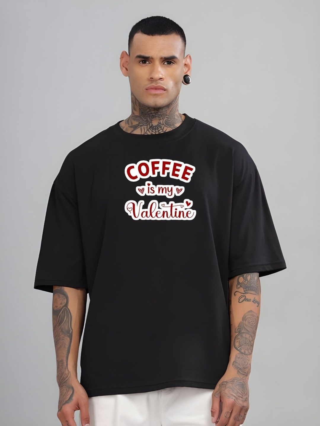 

Moda Rapido Men Typography Printed Round Neck Cotton Oversized T-shirt, Black