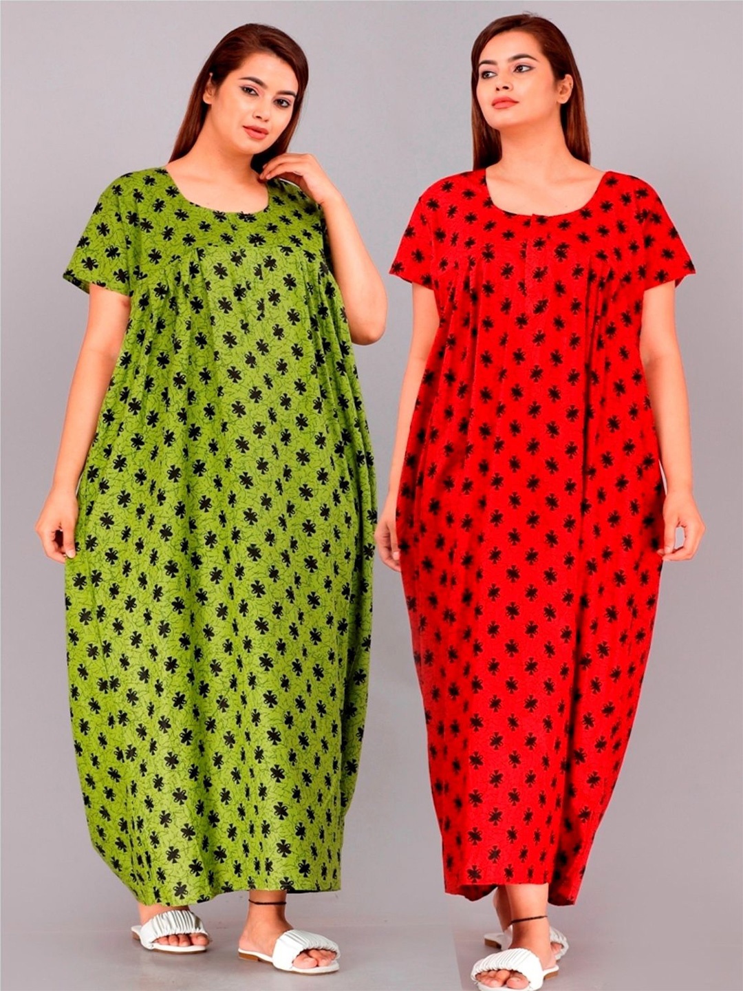 

PR PINK ROYAL Printed Maxi Nightdress, Green
