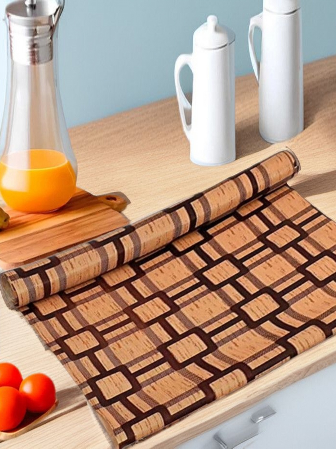 

REVEXO Brown Printed Water-Resistant Shelf Liner