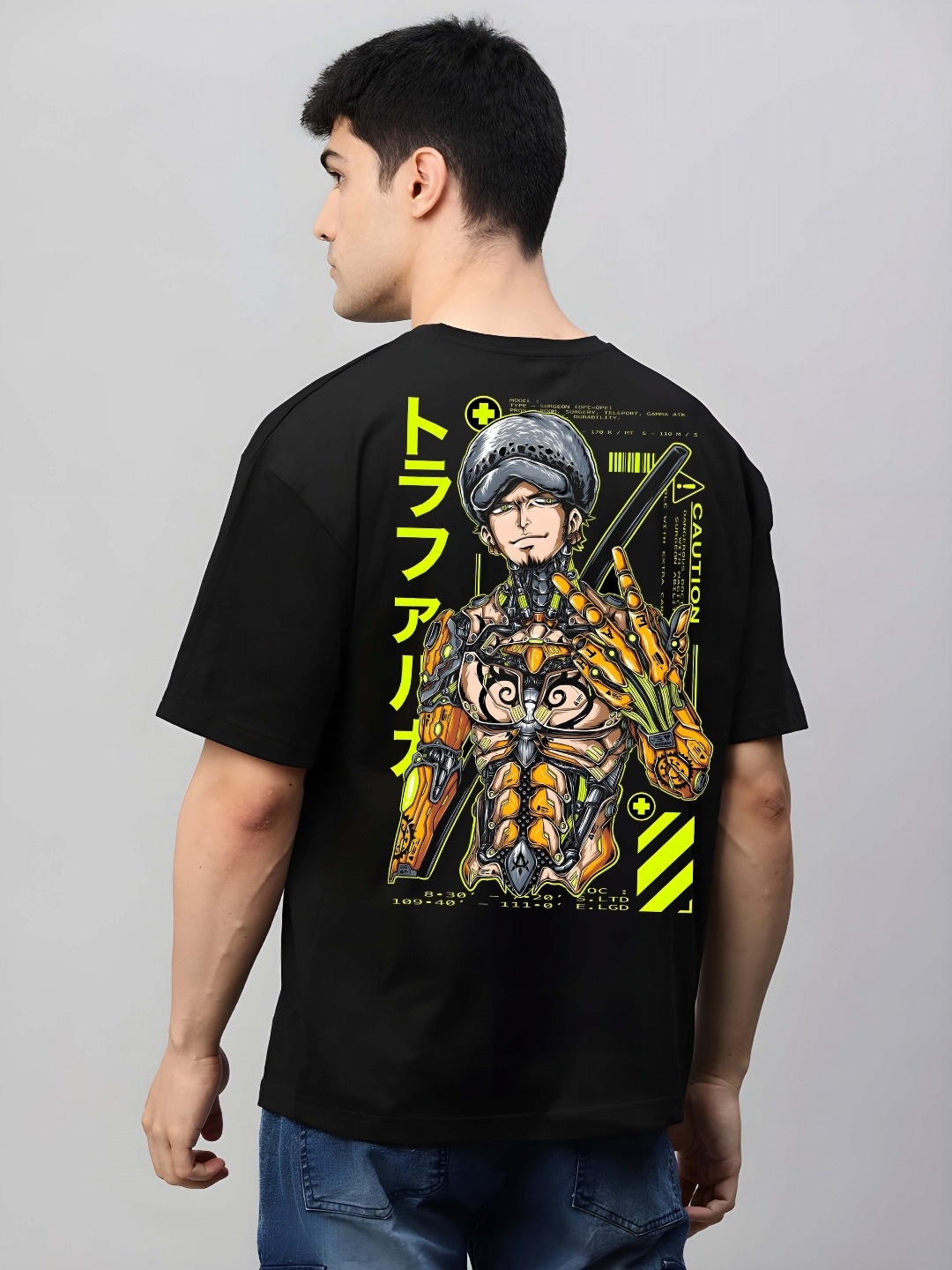 

SZN Men Graphic Printed Round Neck Cotton Oversized T-shirt, Black