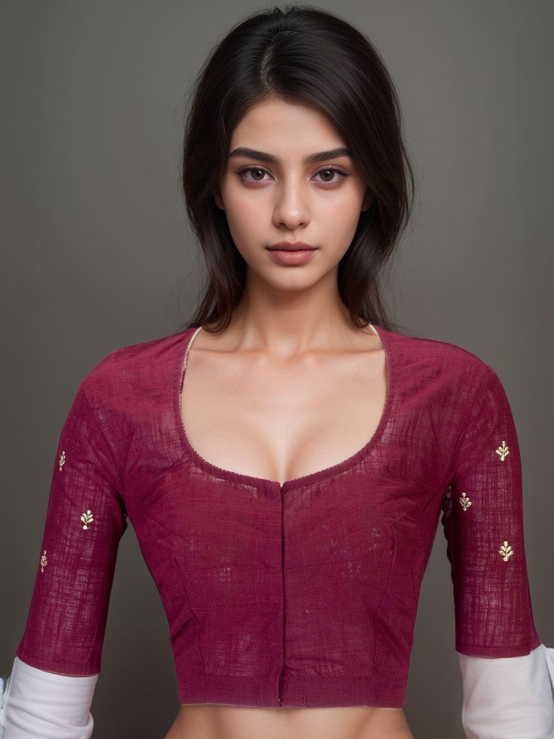 

Avishya Women Embroidered Cotton Saree Blouse, Maroon