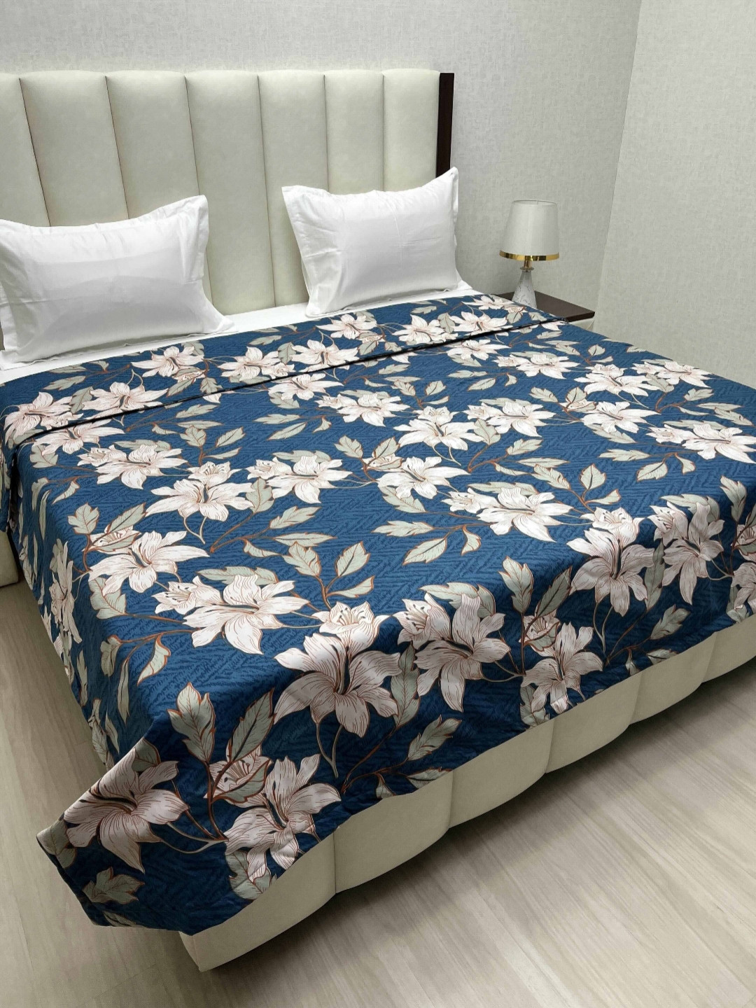 

Pure Decor Comfy Blue & Peach Floral Printed Microfiber 150 GSM Double Bed Comforter