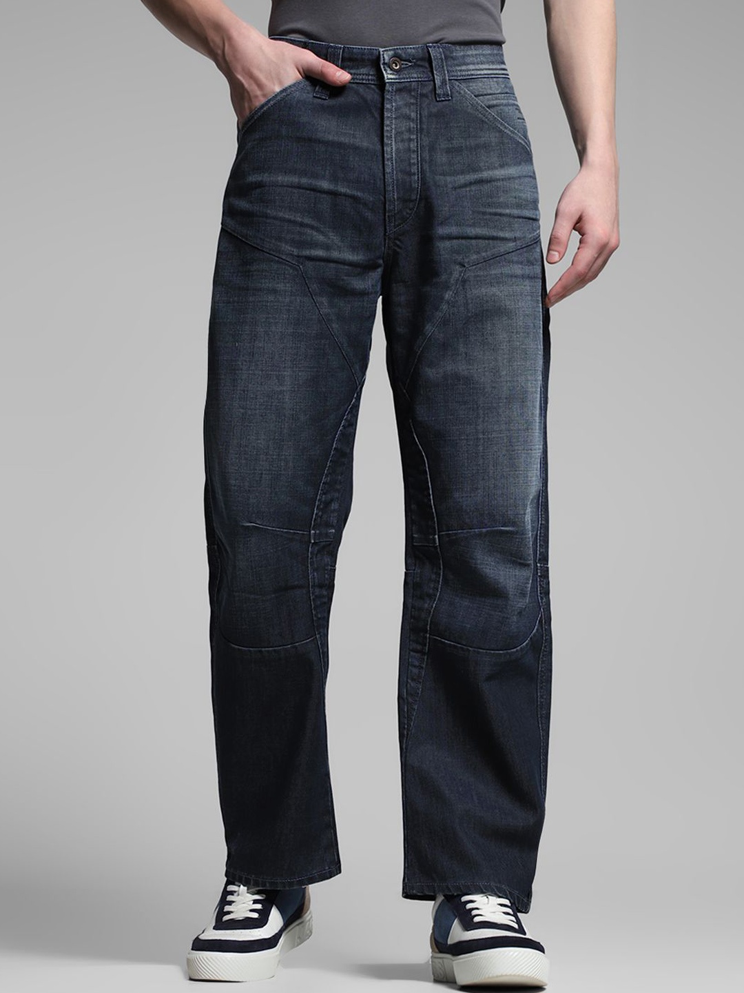 

Jack & Jones Men High-Rise Light Fade Cotton Baggy Jeans, Blue