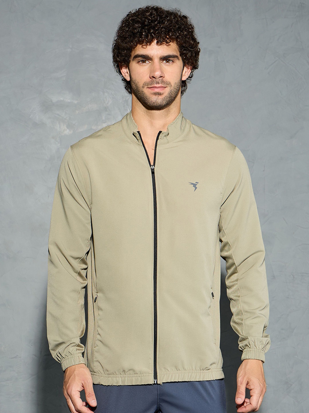 

Technosport Men TECHNOLITE Rapid-Dry Slim Fit Mock Neck Lightweight Sports Sporty Jacket, Khaki