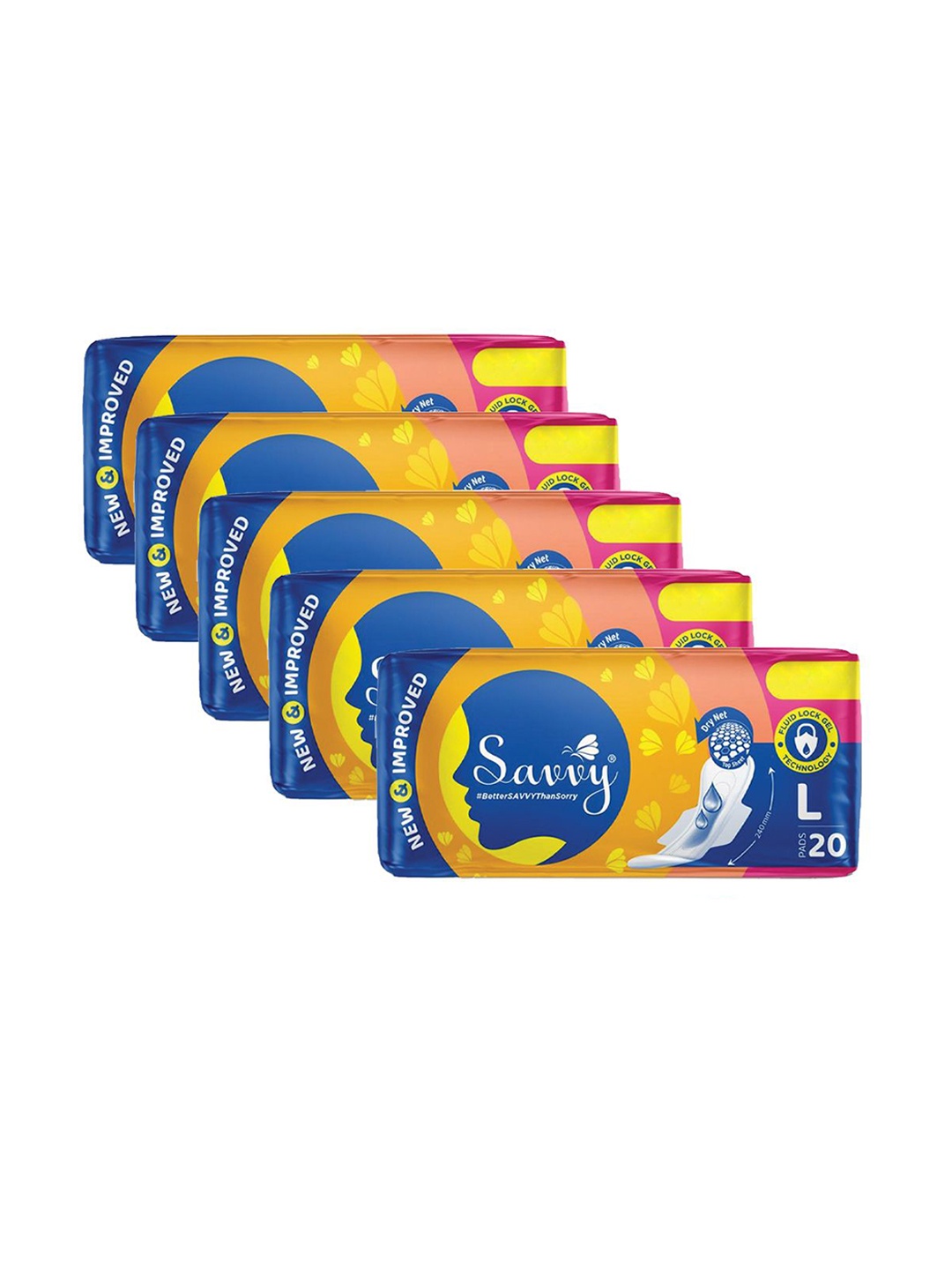

Savvy Set Of 5 Maxi Sanitary Pads- 20 Pads Each- L, White