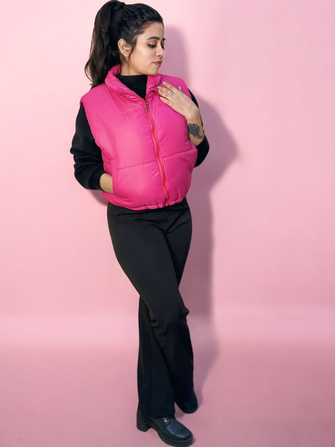 

HOW House Of Wear Women Solid Lightweight Gilet Jacket, Pink