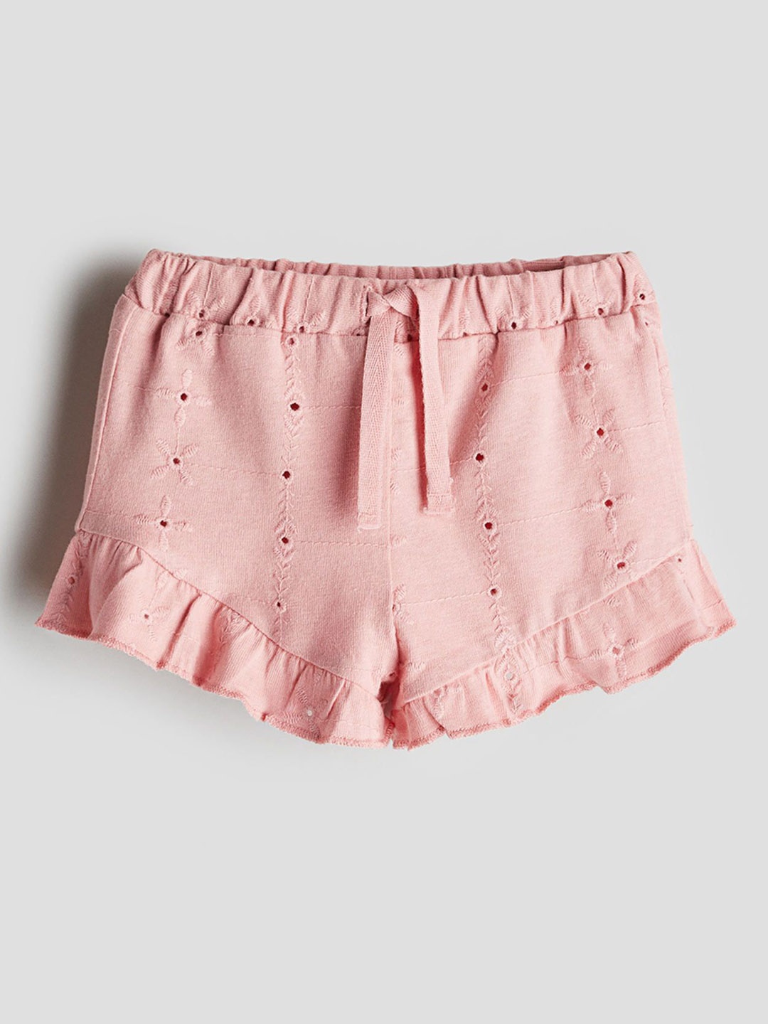 

H&M Girls Cotton Broderie Anglaise Jersey Shorts, Pink