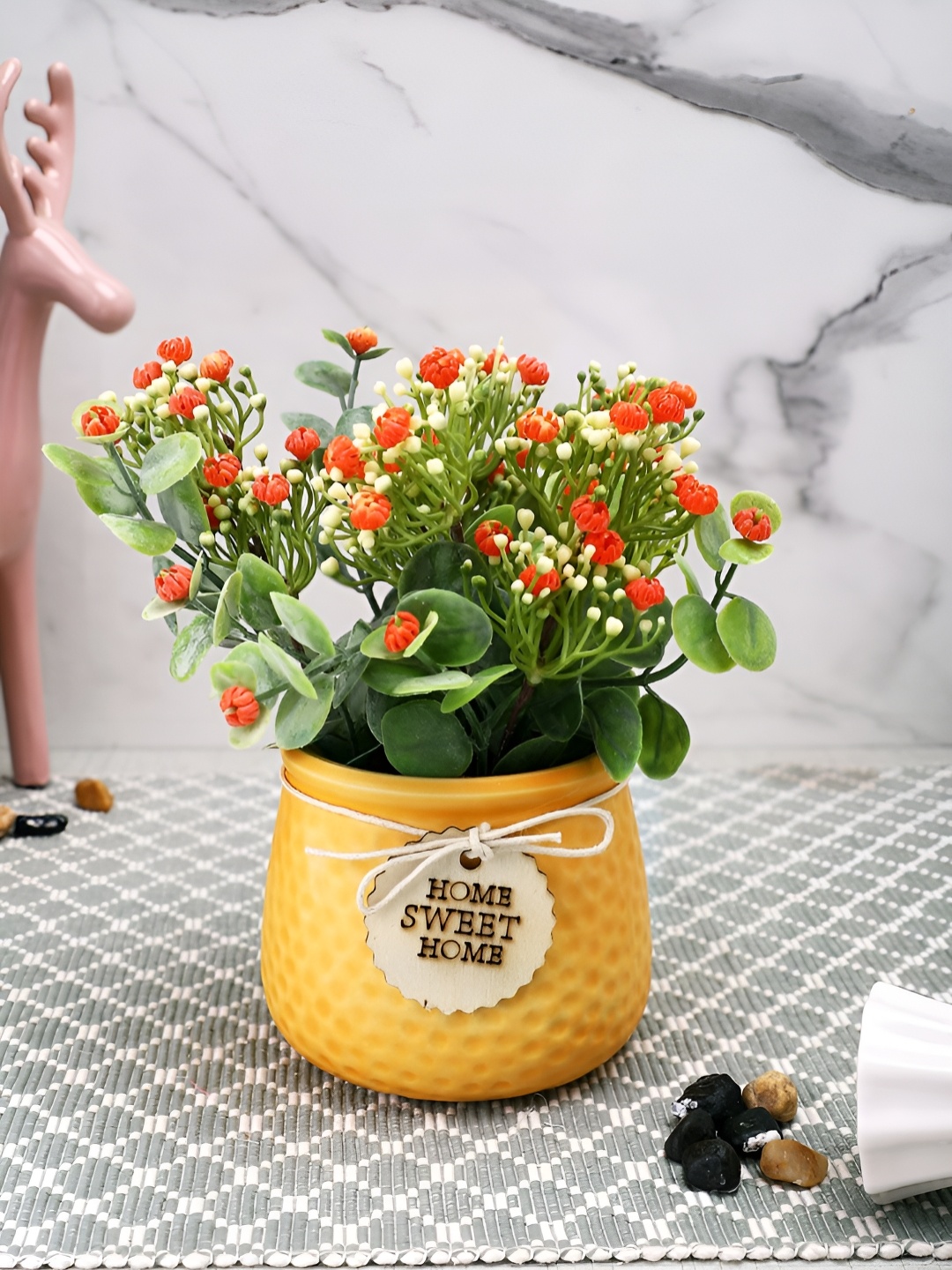 

Myntra Elegant Homes Red 1 Pieces Kalanchoe Artificial Plant With Pot