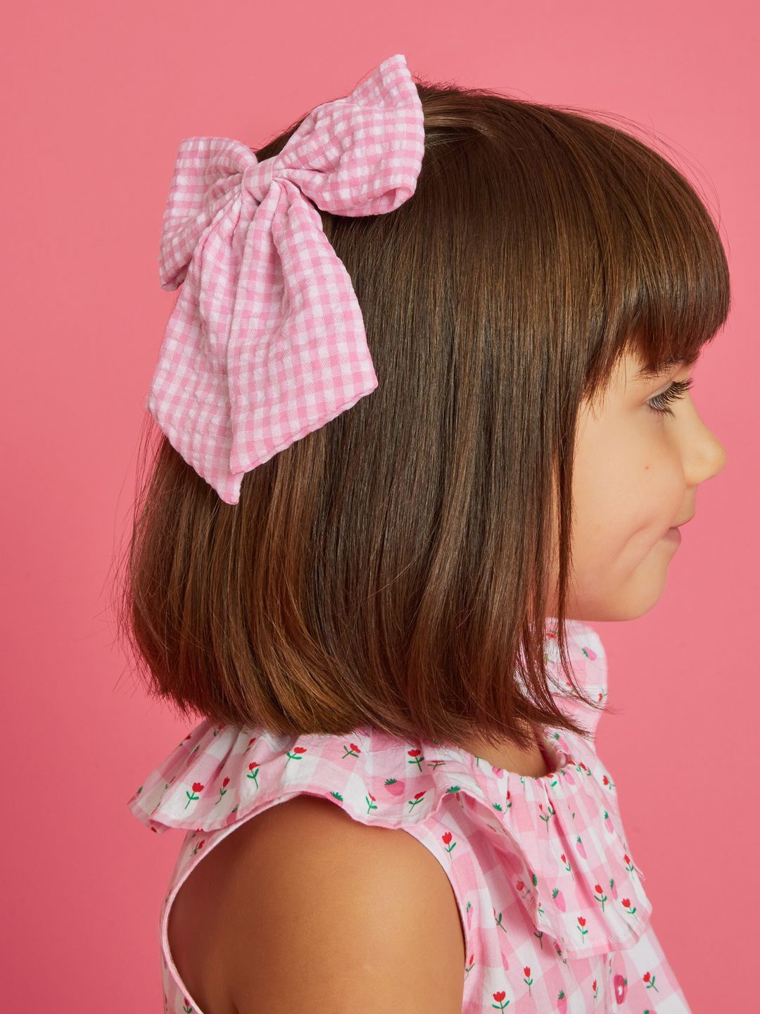 

Accessorize Girls Gingham Bow Barrette Hair Clip, Pink
