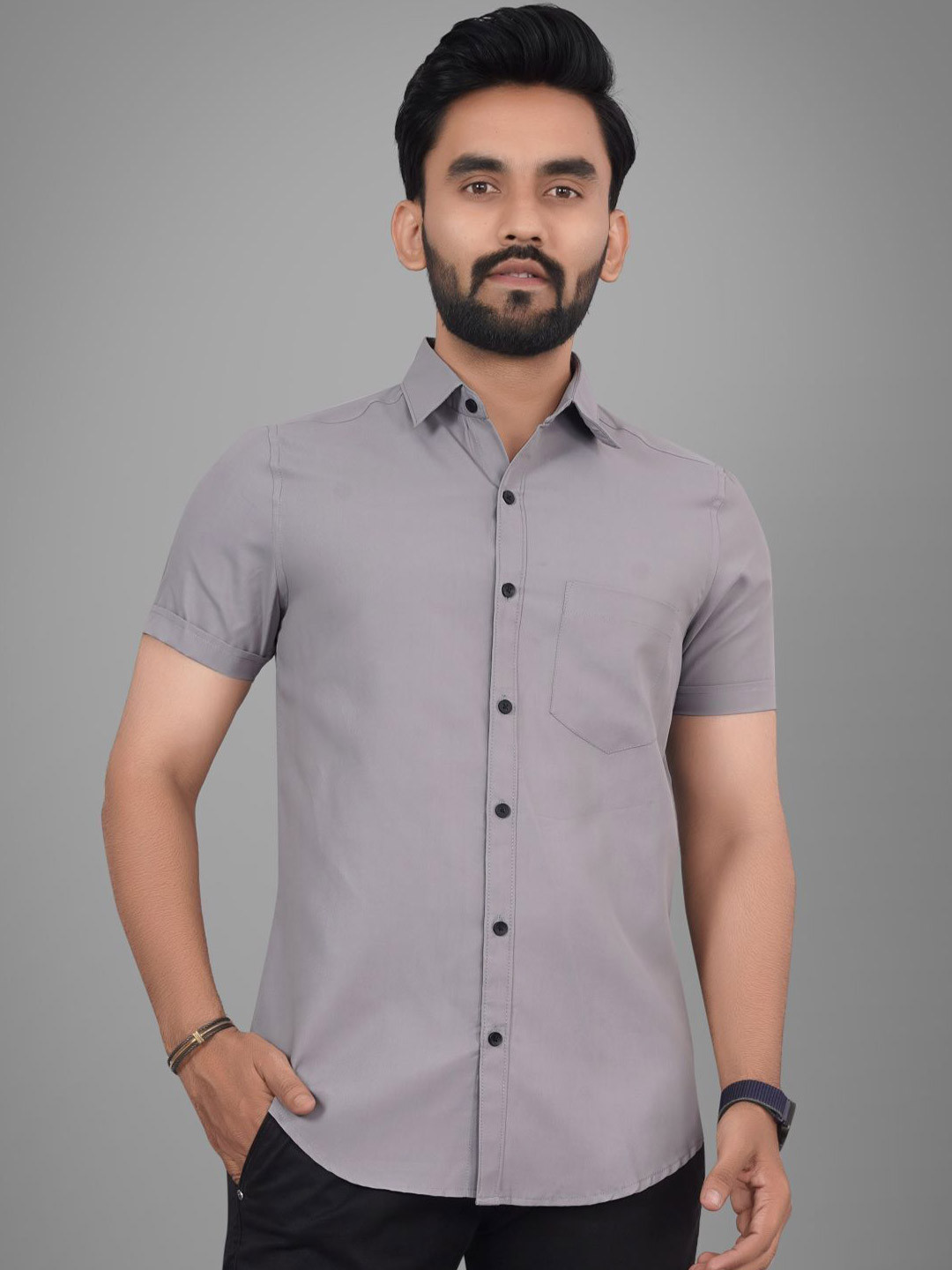 

Metronaut Men Semi Sheer Casual Shirt, Grey