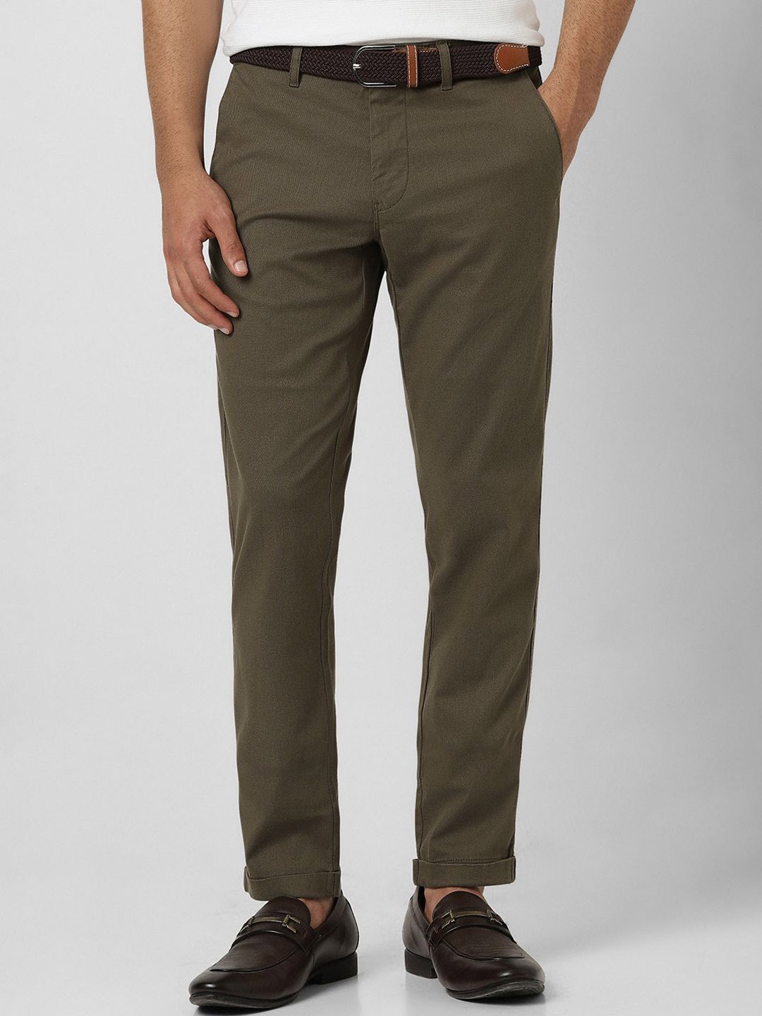 

Van Heusen Sport Men Textured Slim Fit Trousers, Brown