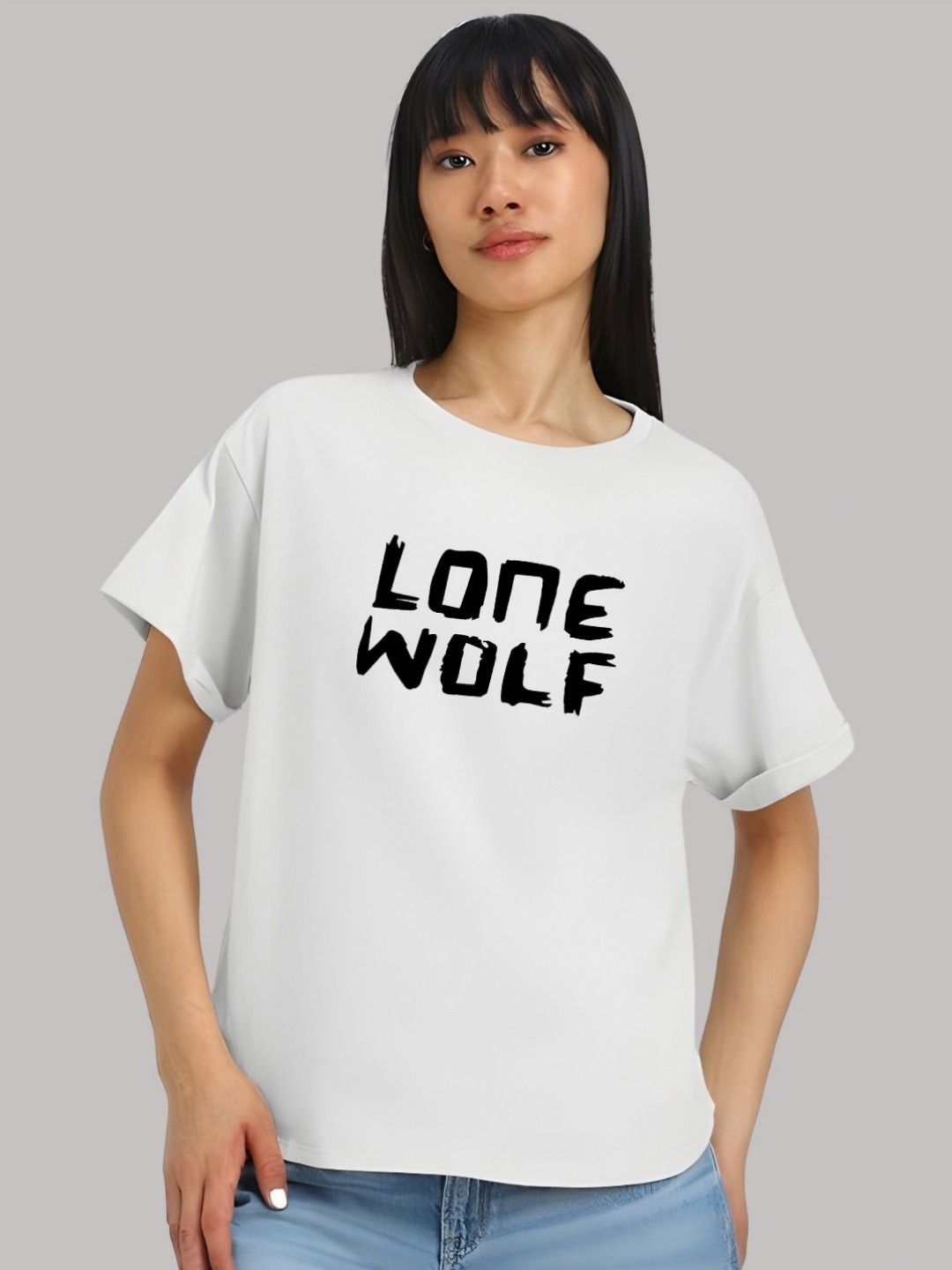 

Moda Rapido Women Typography Printed Round Neck Cotton Relaxed Fit T-shirt, White