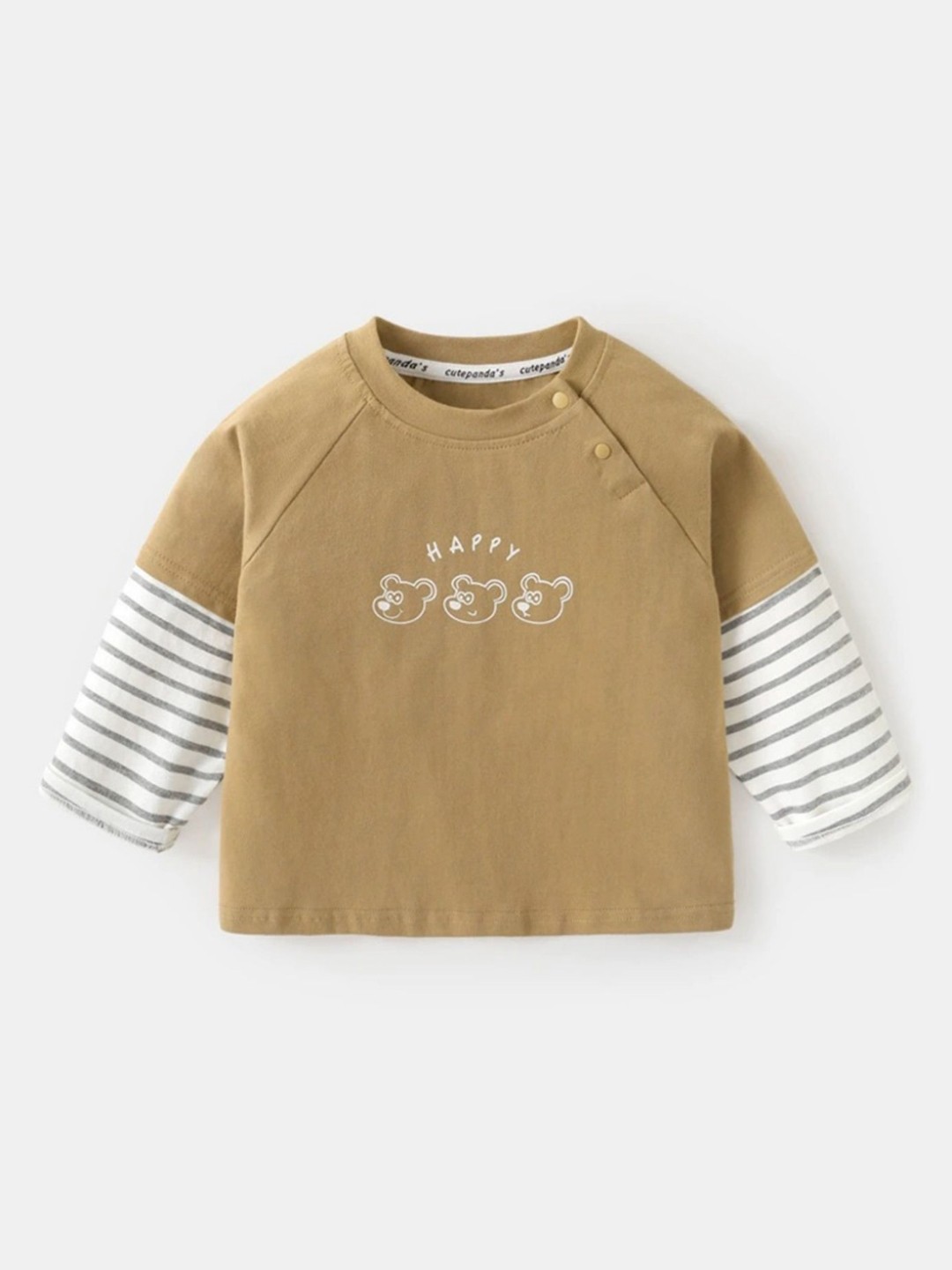 

LULU & SKY Girls Graphic Printed Round Neck Cotton Relaxed Fit T-shirt, Khaki