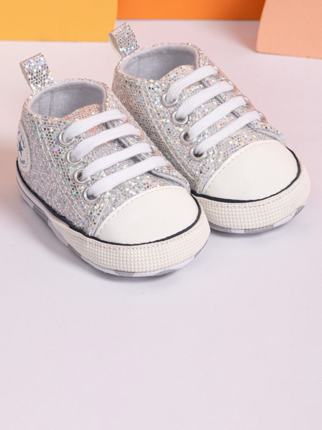 

NESKA MODA Kid's Canvas Shoes Cotton Closure Booties, Silver