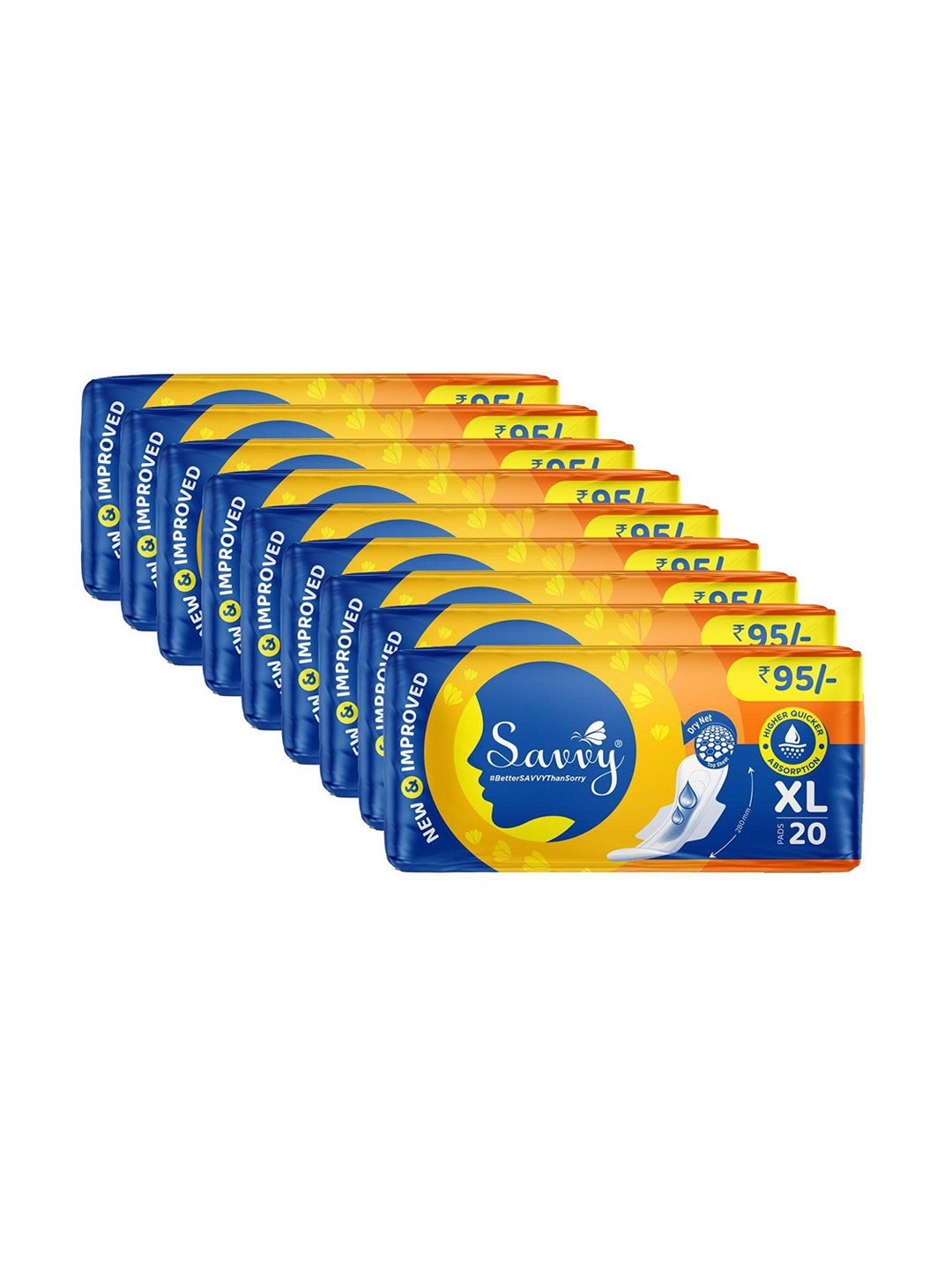 

Savvy Set Of 9 Maxi Sanitary Pads- 20 Pads Each- XL, White