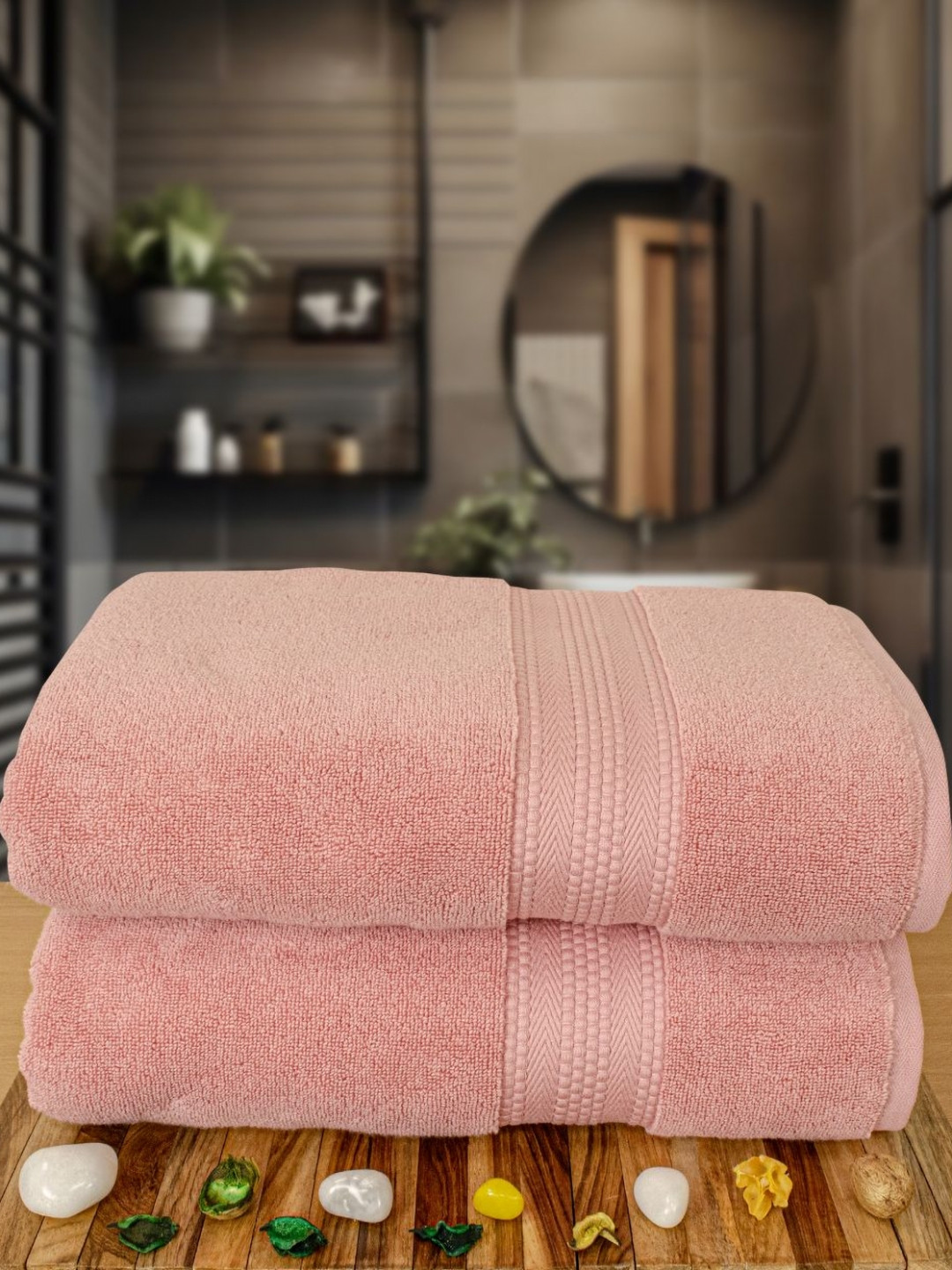 

Myntra Elegant Homes Peach-Coloured 2 Cotton 600 GSM Bath Towel