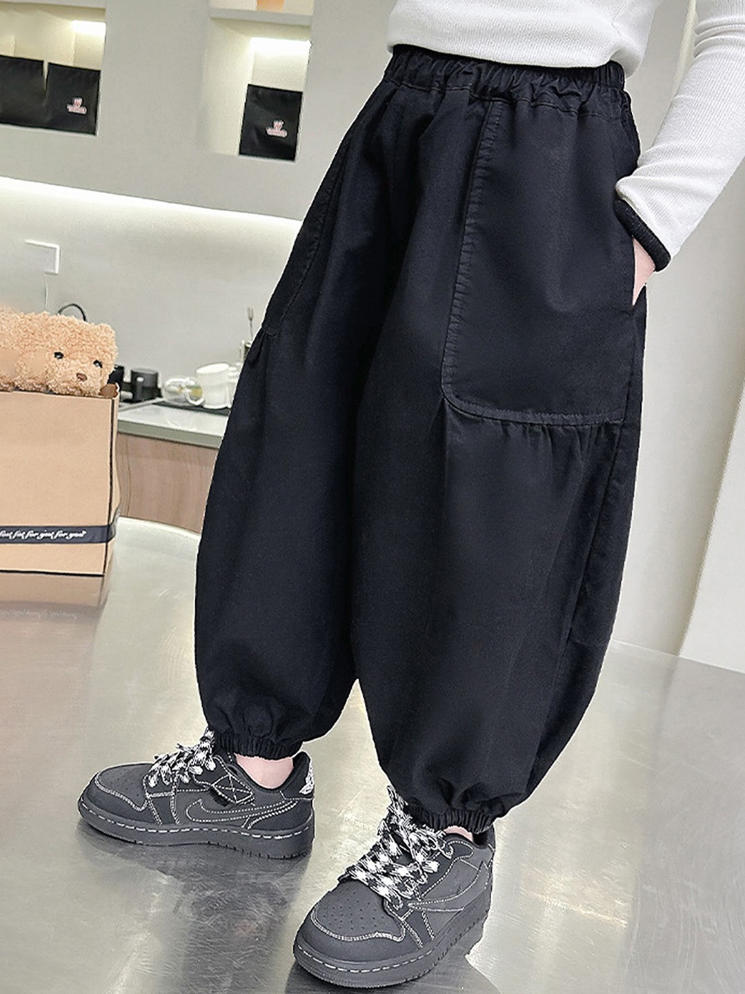 

LULU & SKY Girls Tapered Fit Joggers Trousers, Black
