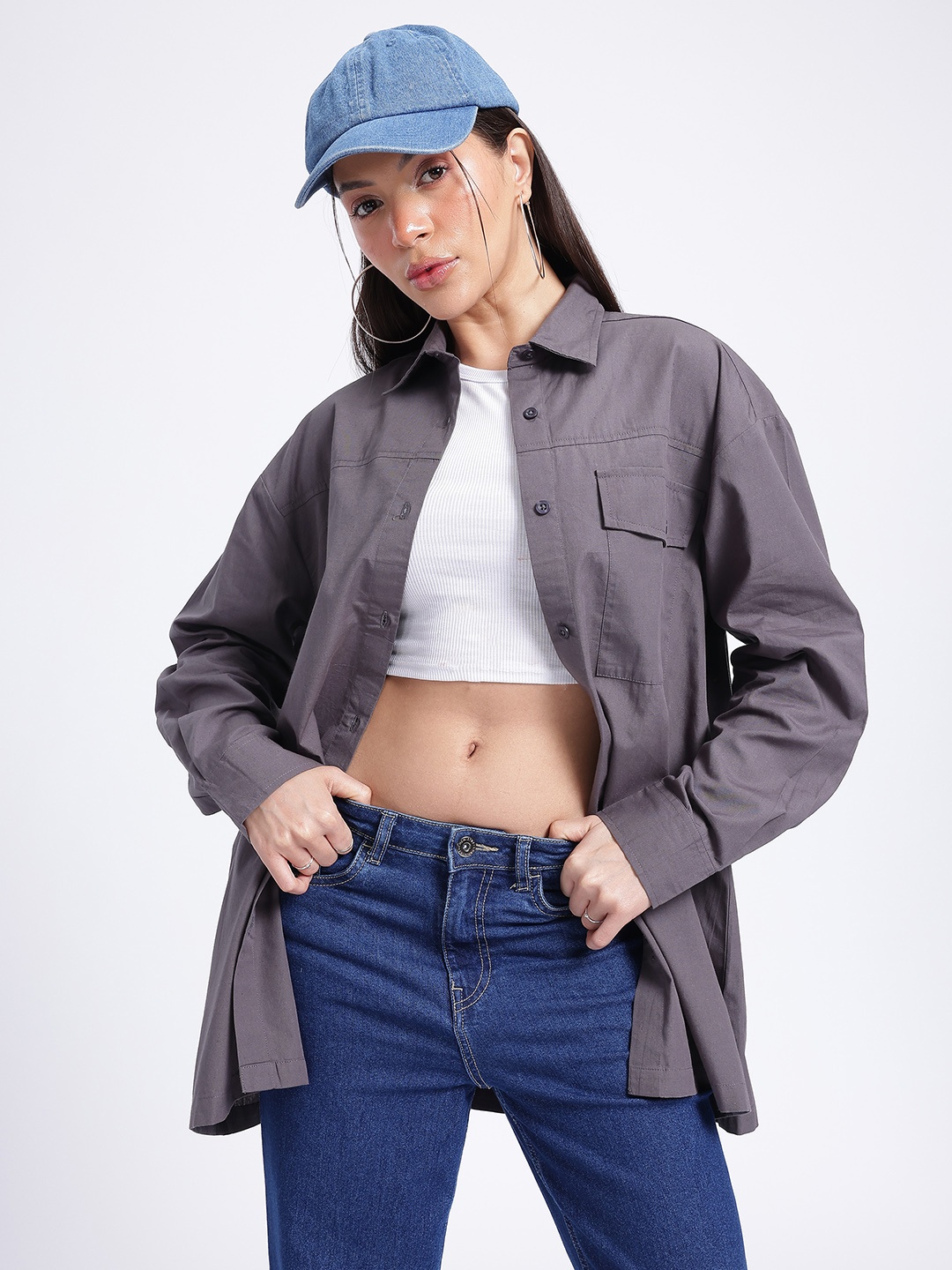 

glitchez Grey Matter Pleated Oversized Shirt, Charcoal