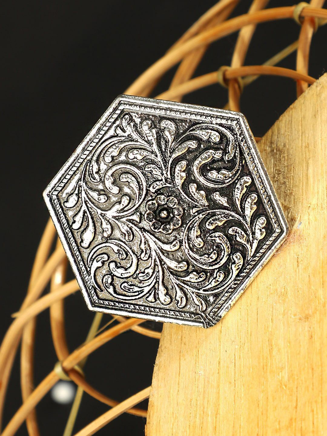 

Sangria Silver-Plated Adjustable Finger Ring