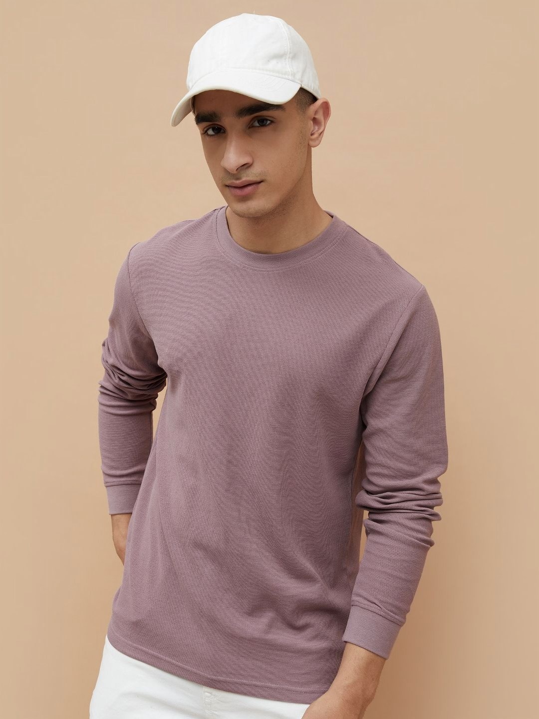 

Fame Forever by Lifestyle Men Solid Round Neck Cotton T-shirt, Mauve