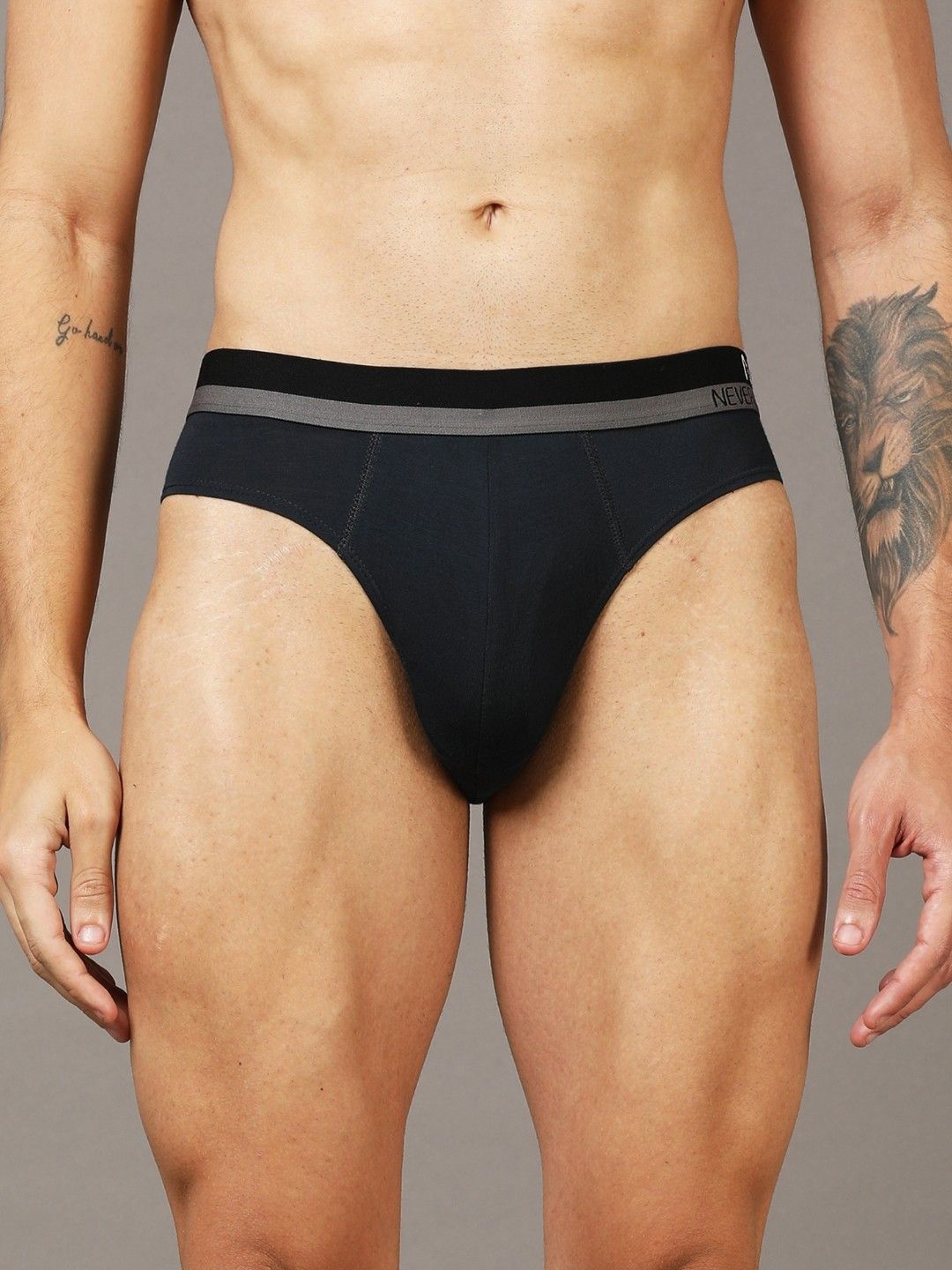 

NEVER NEUD Mid-Rise Anti Bacterial Seamless Basic Briefs NN01-M1501-S, Charcoal